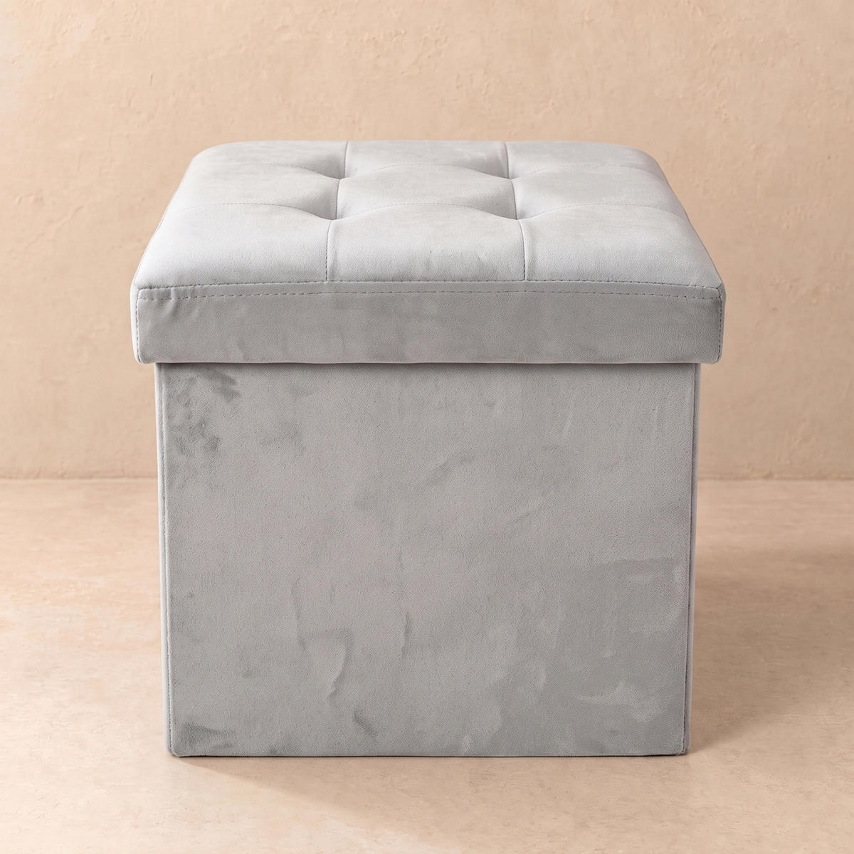 POUF mit Stauraum 38/38/38 cm - Grau, Textil (38/38/38cm) - SCENA LIVING