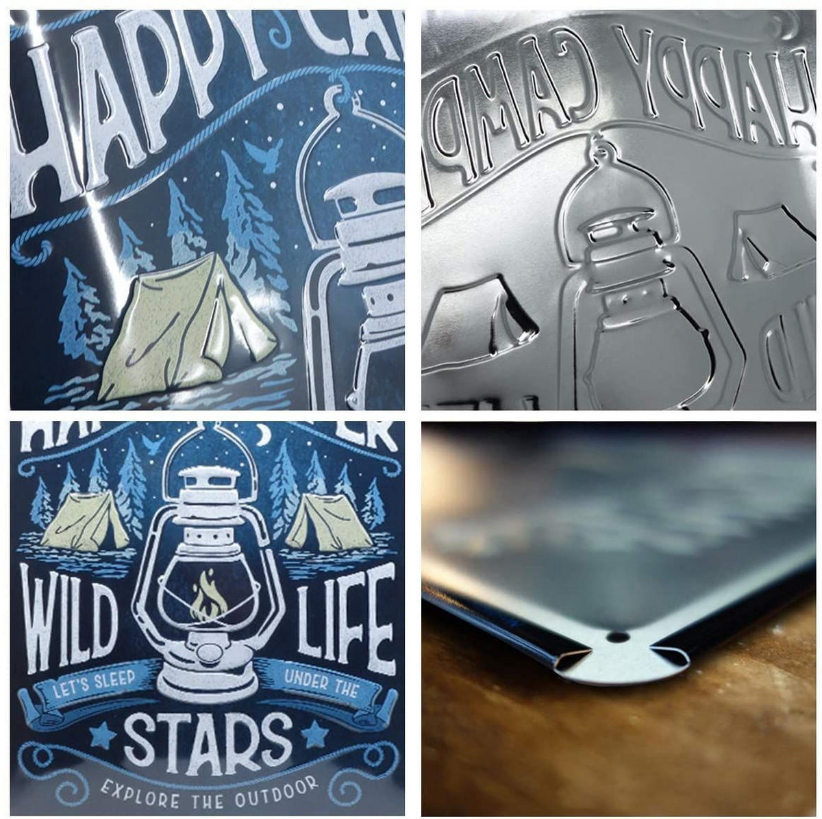 BLECHSCHILD 30/40 cm Outdoor & Activities Happy Camper - Multicolor, Metall (30/40/0.2cm) - Nostalgic-Art