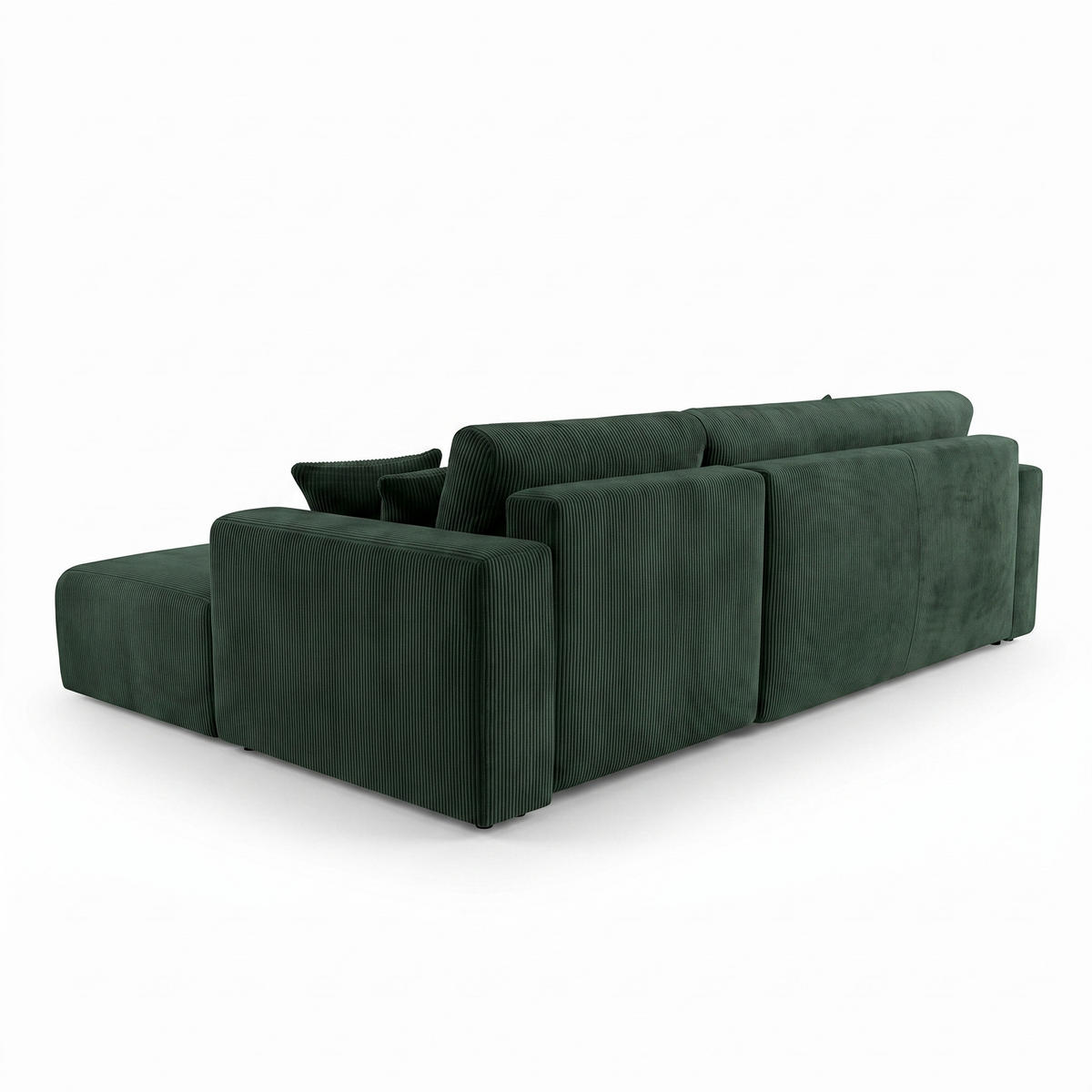 ECKSOFA PULA CORD GRÜN L - Rechts - Schwarz/Grün, Kunststoff/Textil (279/187cm) - Luxkor24