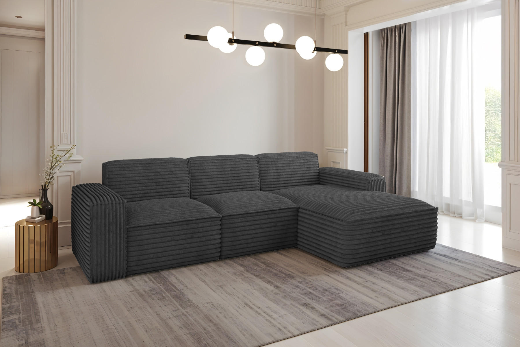 ECKSOFA L-Form Siena Stoff Velo Graphit Rechts - Graphitfarben, Holz/Kunststoff (266/165cm) - Kaiser Möbel
