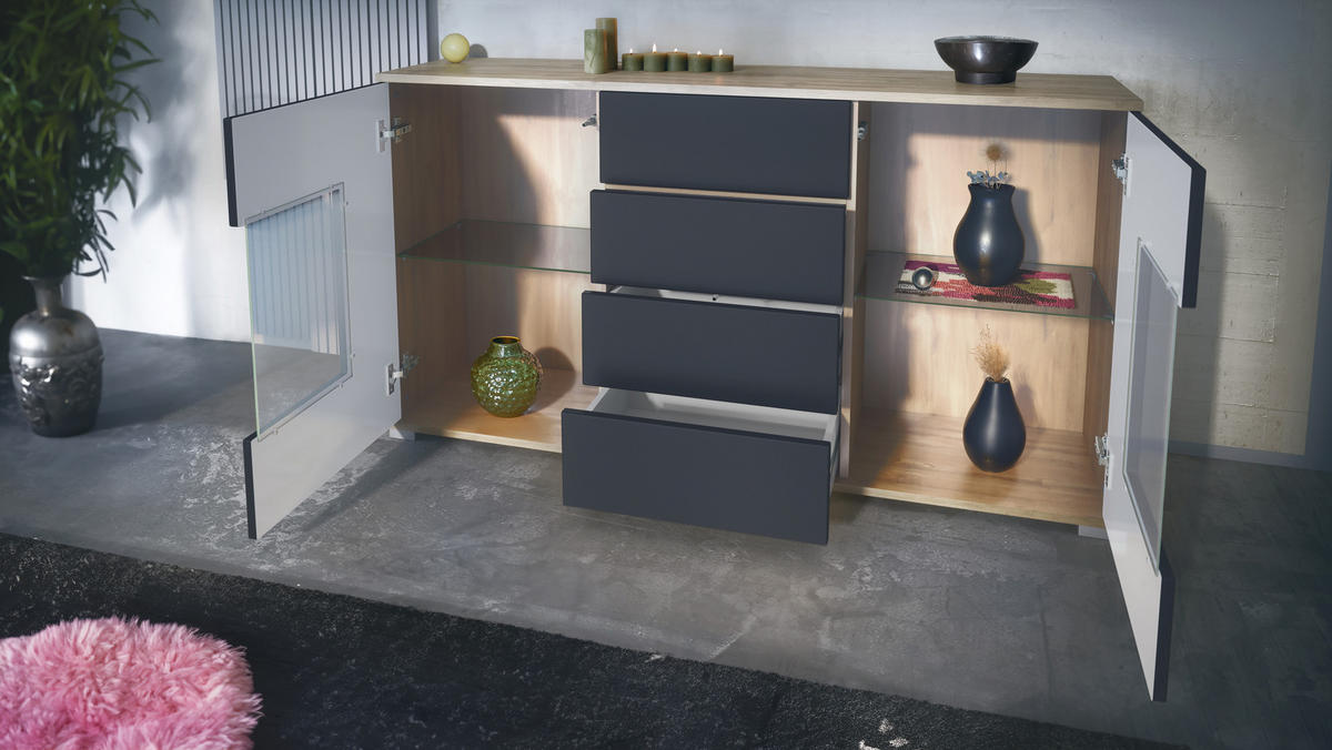 SIDEBOARD Grömitz Denim matt - Pastellblau, Holzwerkstoff (138.5/75.5/35cm) - Vladon