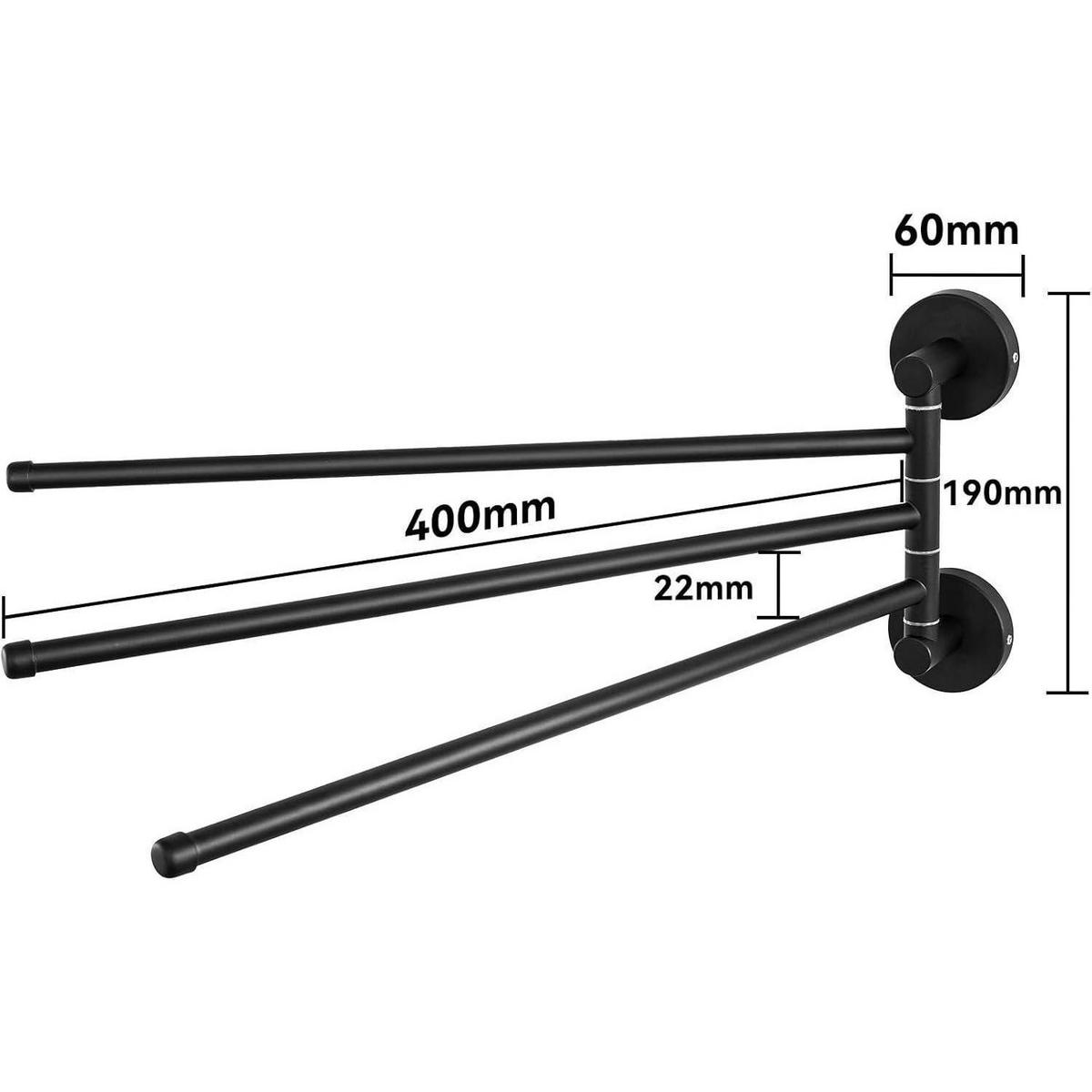 HANDTUCHHALTER schwenkbar 40 cm Schwarz - Schwarz, Metall (1/1/1cm)
