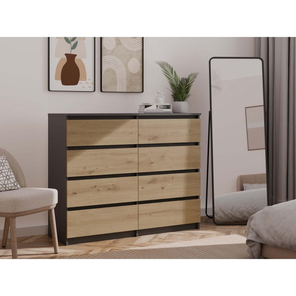 KOMMODE Anthrazit, Artisan 120/97/40 - Anthrazit, Holzwerkstoff (120/97/40cm) - RAUMHIRSCH FURNITURE