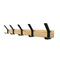 GARDEROBENLEISTE inkl. Haken, Magnete und Bilderregal STRIPE - 5 x Haken - Braun, Holz (6.8/6.9/39cm) - Home Deluxe