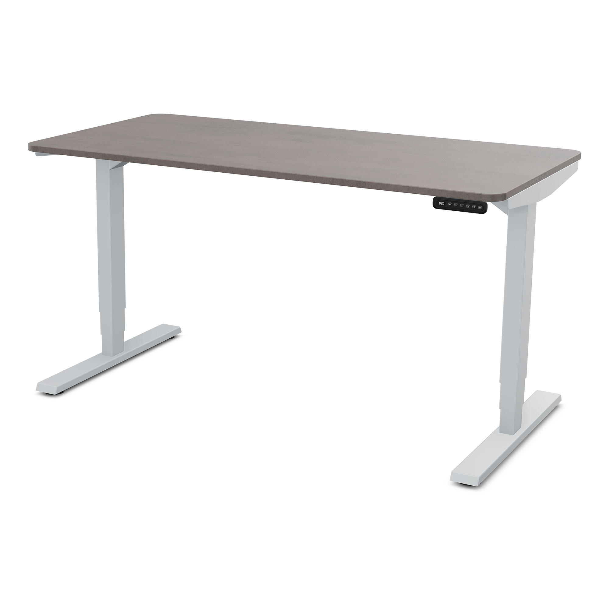 Assmann Schreibtisch Schiefer, Silber 120x127x70 cm