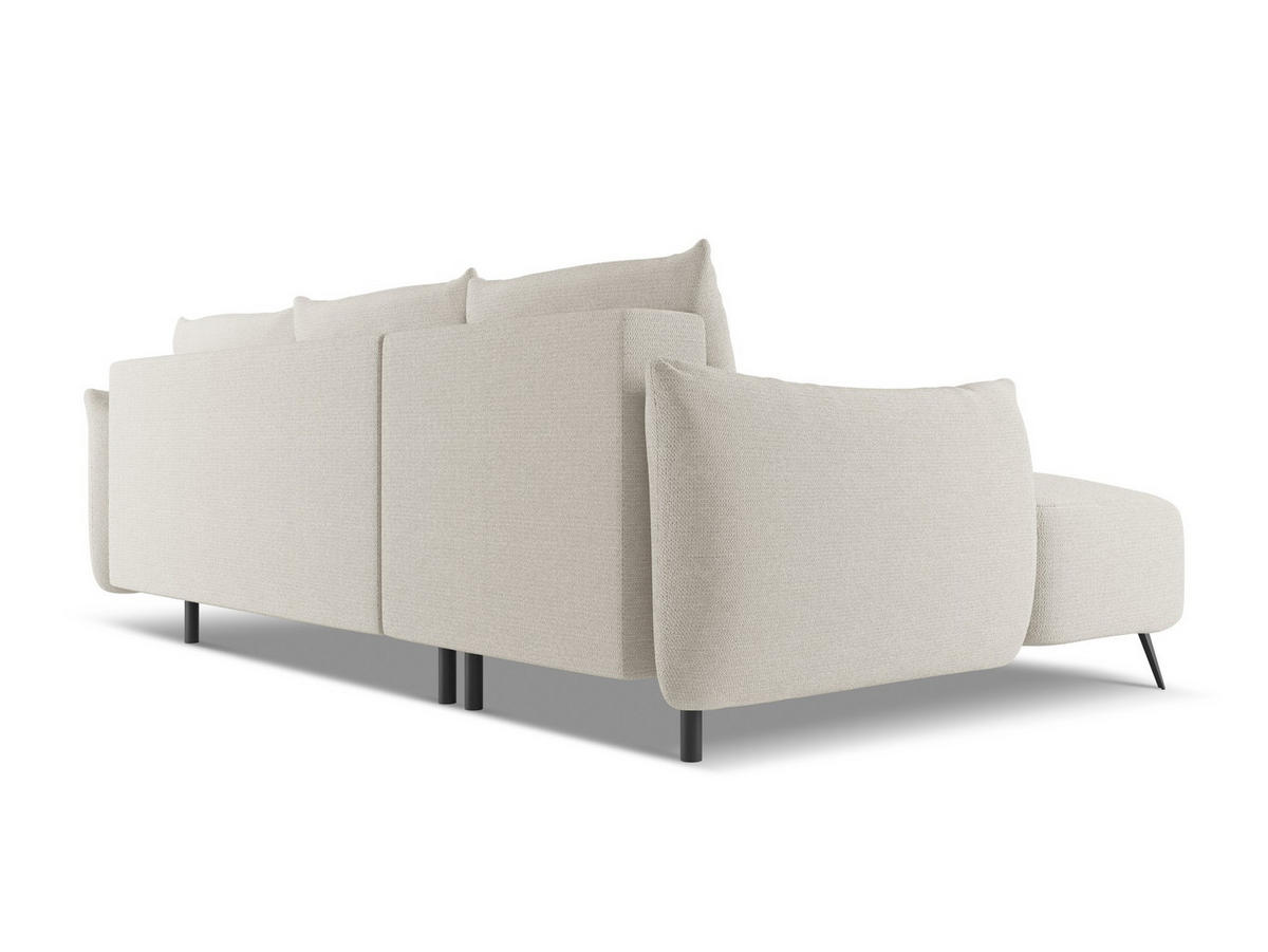 ECKSOFA mit Schlaffunktion Chenille Stoff Grau - Silberfarben/Schwarz, Textil/Metall (162/242cm) - Makamii