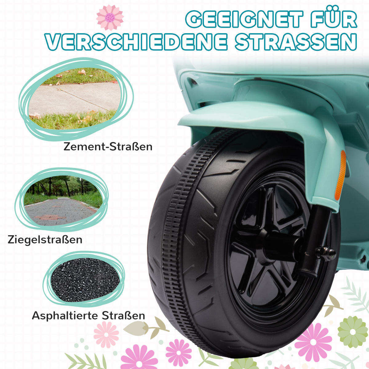 KINDER Elektro-Motorrad - Grün, Metall (90/39/61cm) - AIYAPLAY