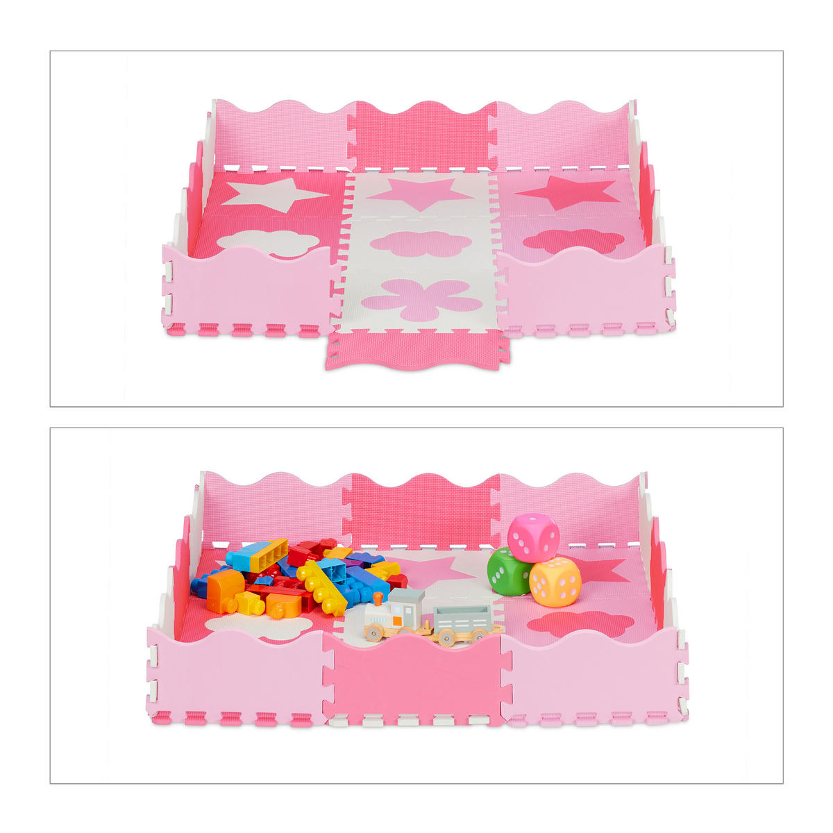 34-TLG.PUZZLEMATTE - Rosa/Weiß, Kunststoff (31.5/31.5cm) - Relaxdays