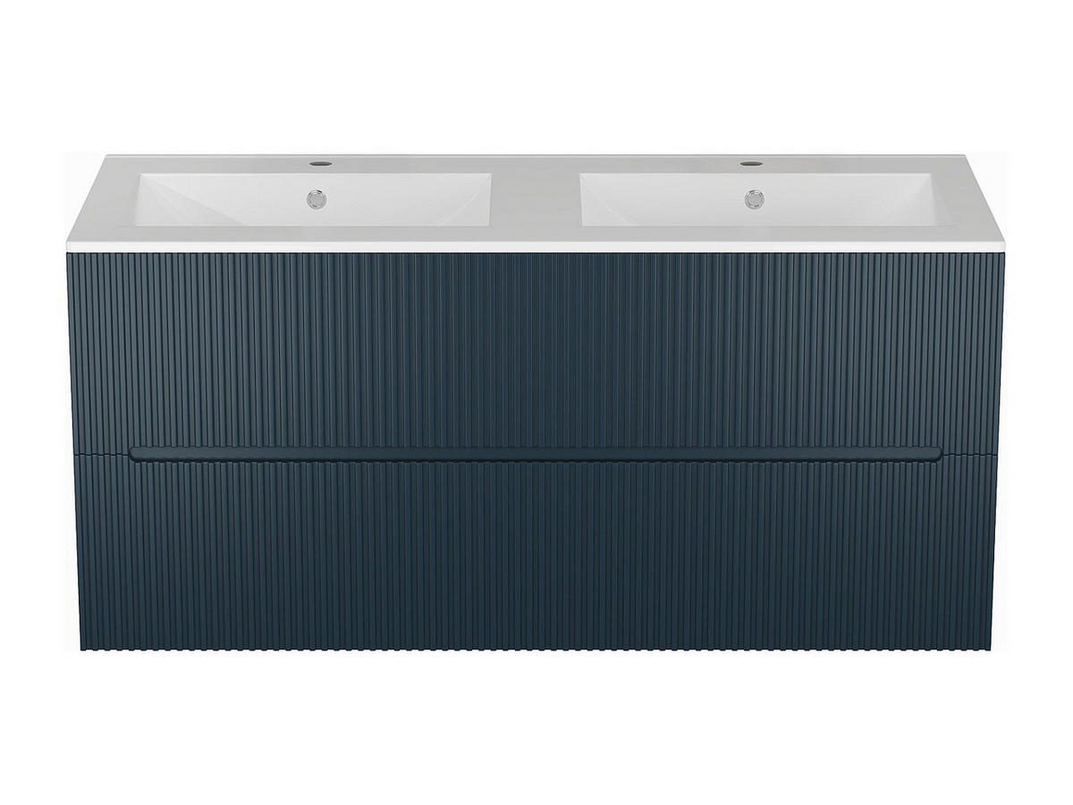 DOPPELWASCHTISCH - 120cm x 45.5cm - MDF - marineblau - PAVANI - Blau, Holz (120/55/45.5cm) - Vente-Unique