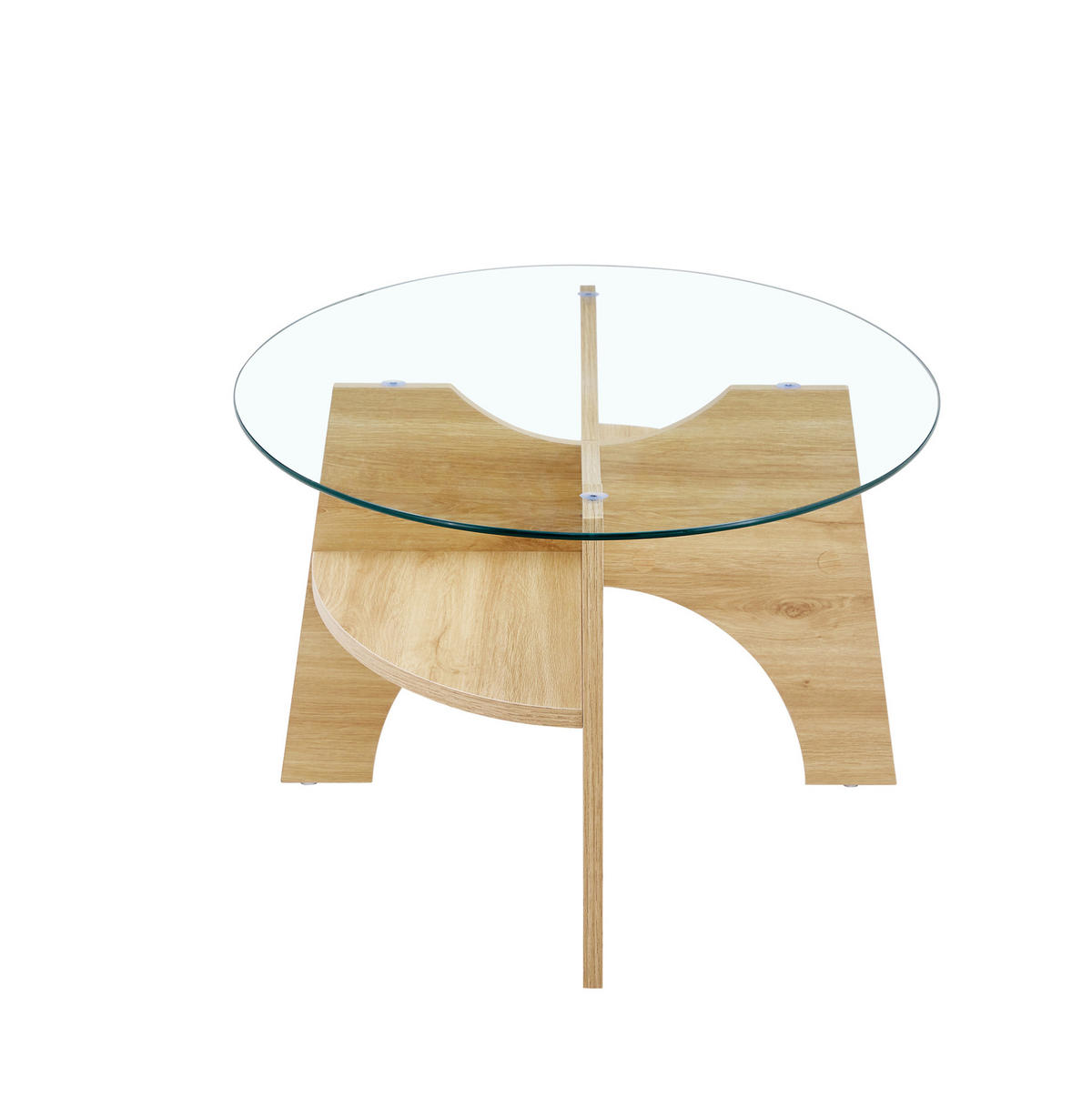 KLUBSKA miza 104,9x60 cm iz MDF in stekla, transparentna/drevesni dekor - prozorna, steklo (104.9/60/45cm) - BEAOK