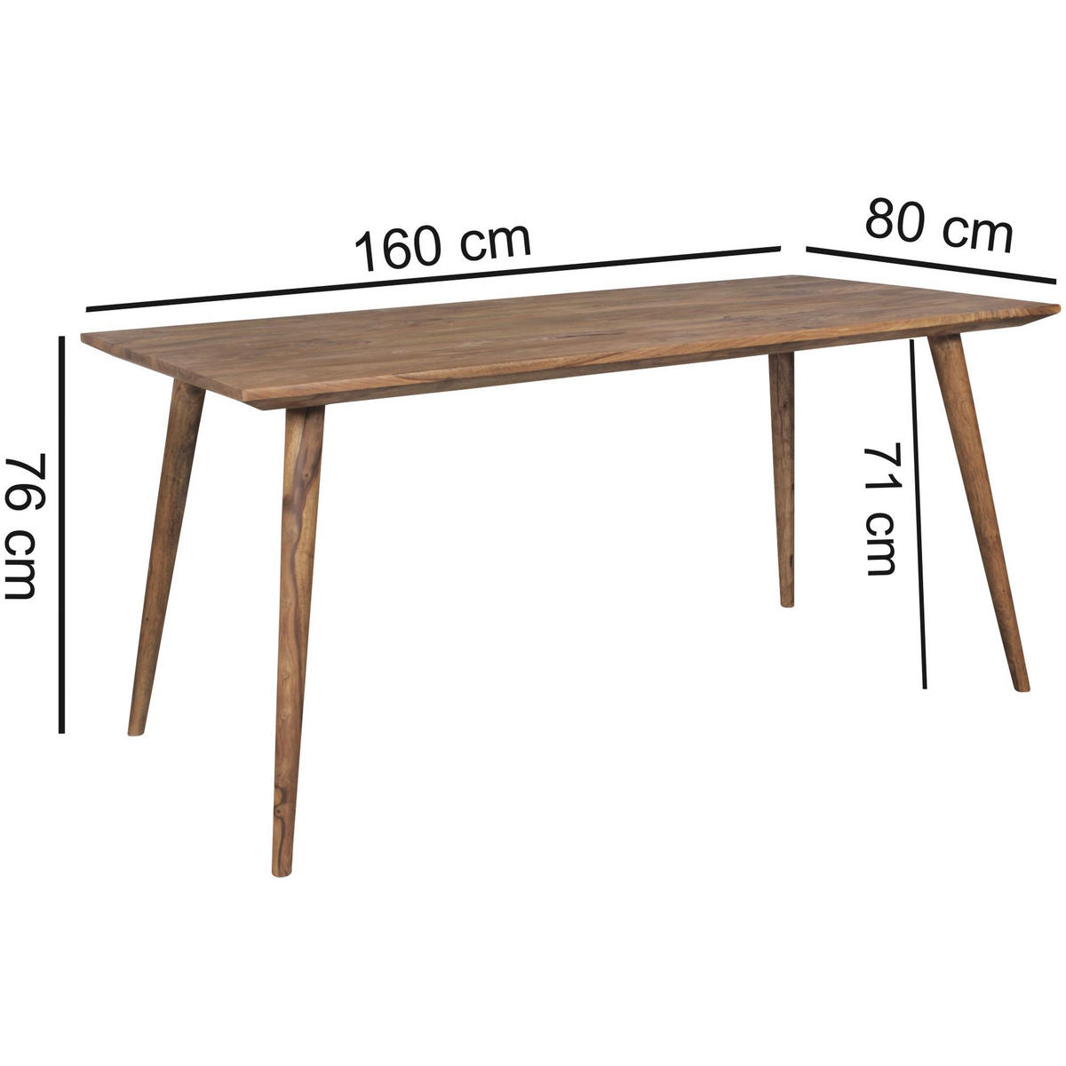 ESSTISCH Massivholz Braun Landhausstil Handgefertigt, Braun 160x80x76 cm - Braun, Holz (80/160/76cm) - KADIMA DESIGN