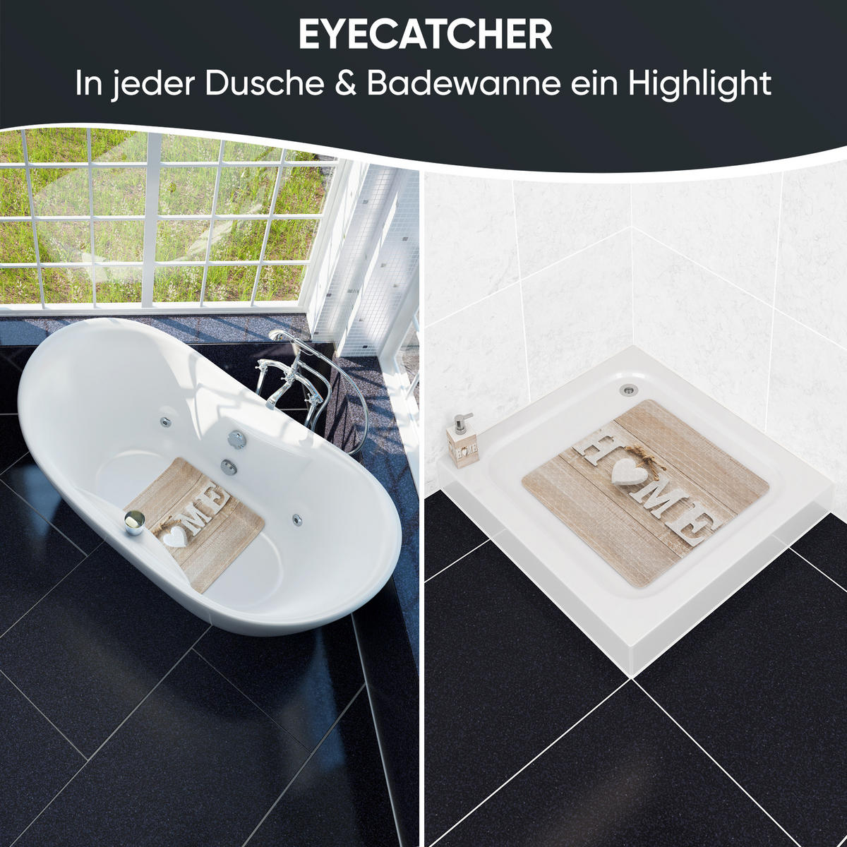 BADEMATTE Home - Braun, Kunststoff (53/53cm) - Sanilo