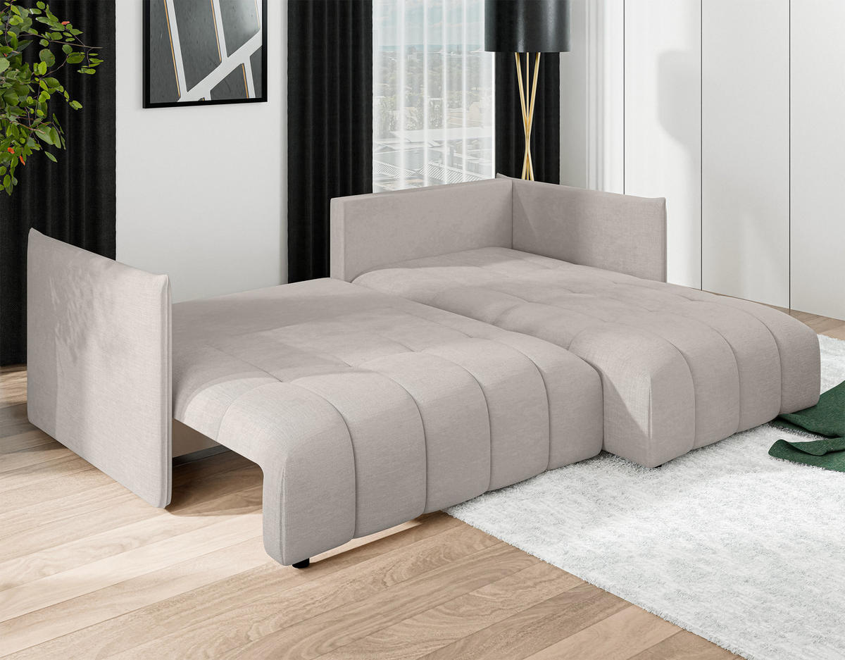 ECKSOFA L Form Cosmova Beige 245/182/83 cm mit Schlaffunktion - Beige/Schwarz, Kunststoff/Textil (245/182cm) - AX Living