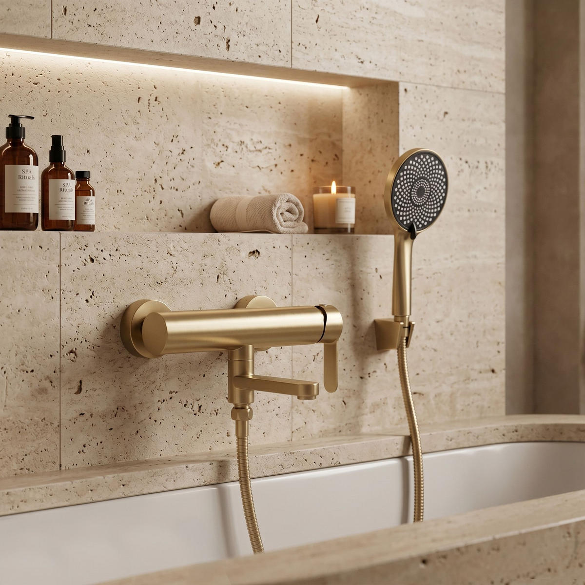 WANNENARMATUR Rea Arcos Brushed Gold - Goldfarben, Metall (20/20/15cm) - REA