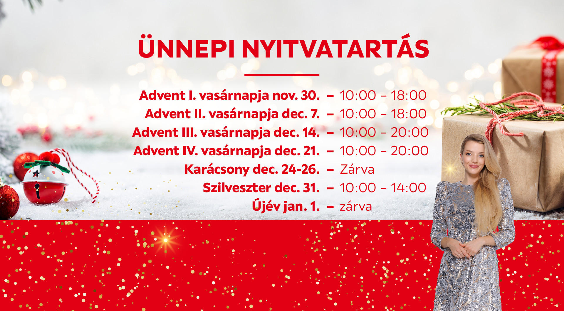 Ünnepi Nyitvatartás