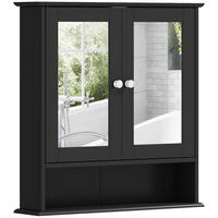 SPIEGELSCHRANK ,offenem Fach, verstellbarem Einlegeboden, 56 x 13 x 58 cm ,Schwarz - Schwarz, Glas (56/58/13cm) - Vallsero