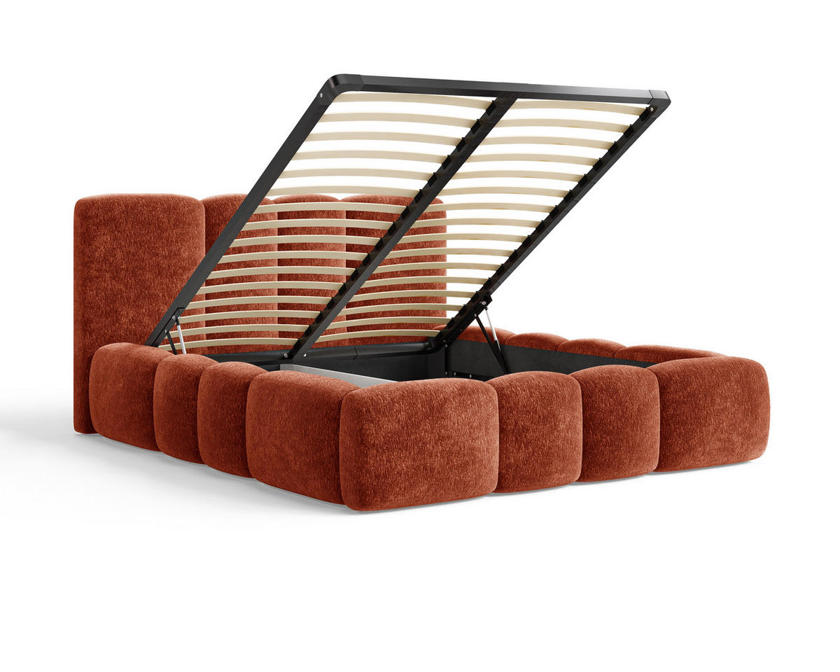 POLSTERBETT 26 - 160x200 cm – Amari – Bett mit Bettkasten und Gepolstertem Kopfteil - Terracotta, Holz (160/200cm) - ROYAL24_MARKT
