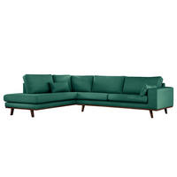 ECKSOFA mit Ottomane - Dunkelgrün/Buchefarben, Textil (287/219cm) - home24