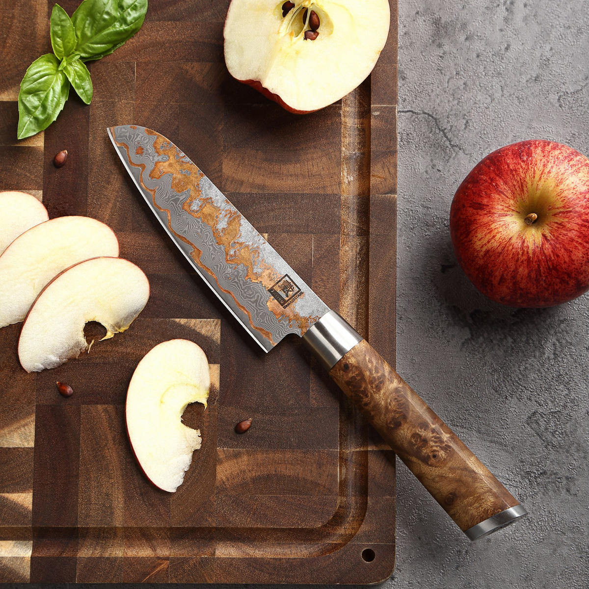 SANTOKU (KLEIN) 12,5 cm Klinge - Ahornfarben, Holz/Metall (24cm) - Zayiko