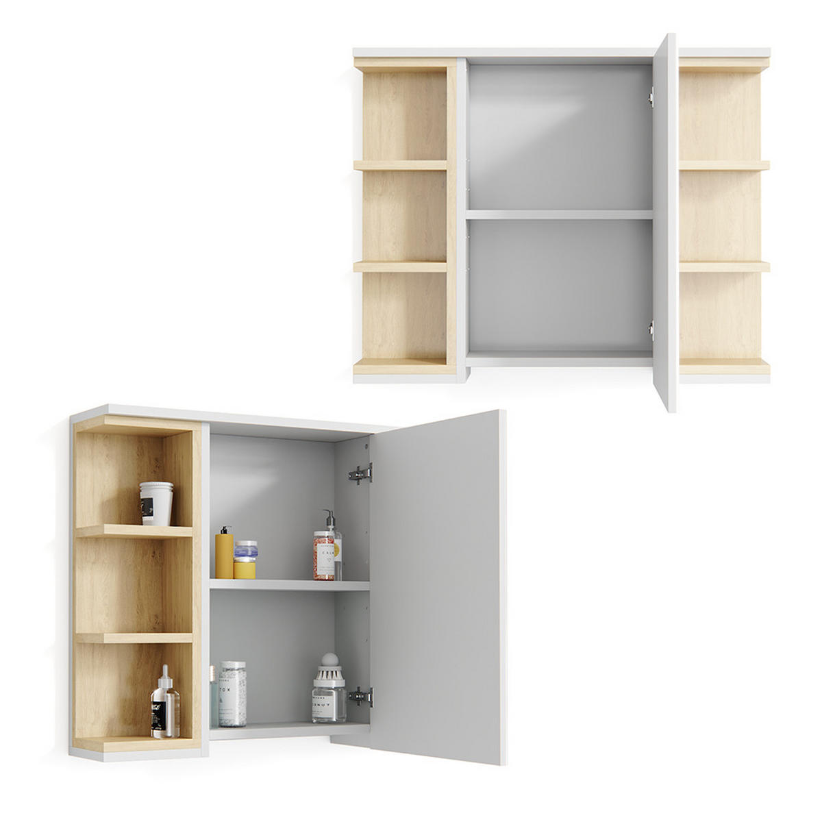 BADSPIEGELSCHRANK Aquis Weiß 79.6 x 64 cm - Weiß, Holzwerkstoff (79.6/64/18cm) - Vicco