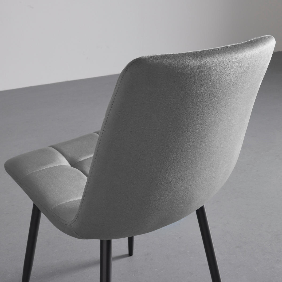 STUHL Ria Grau Samt Gepolstert - Grau, Holz (43.5/87/54cm) - Bessagi Home
