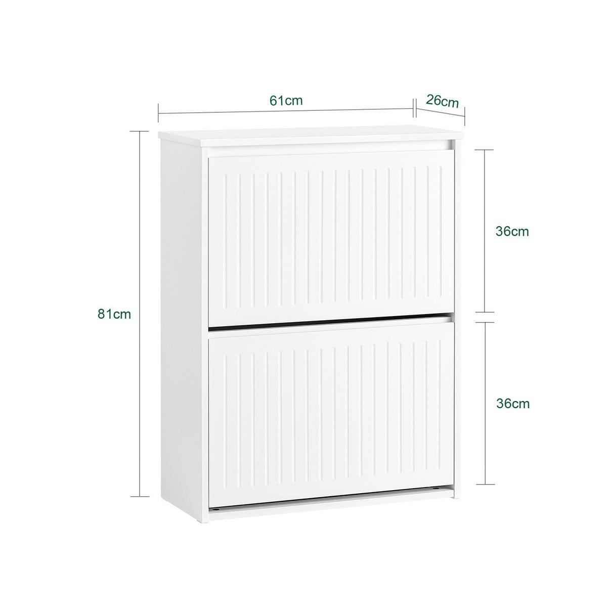 SCHUHSCHRANK mit 2 Klappen Weiß - Weiß, Holzwerkstoff (61/81/26cm) - SoBuy