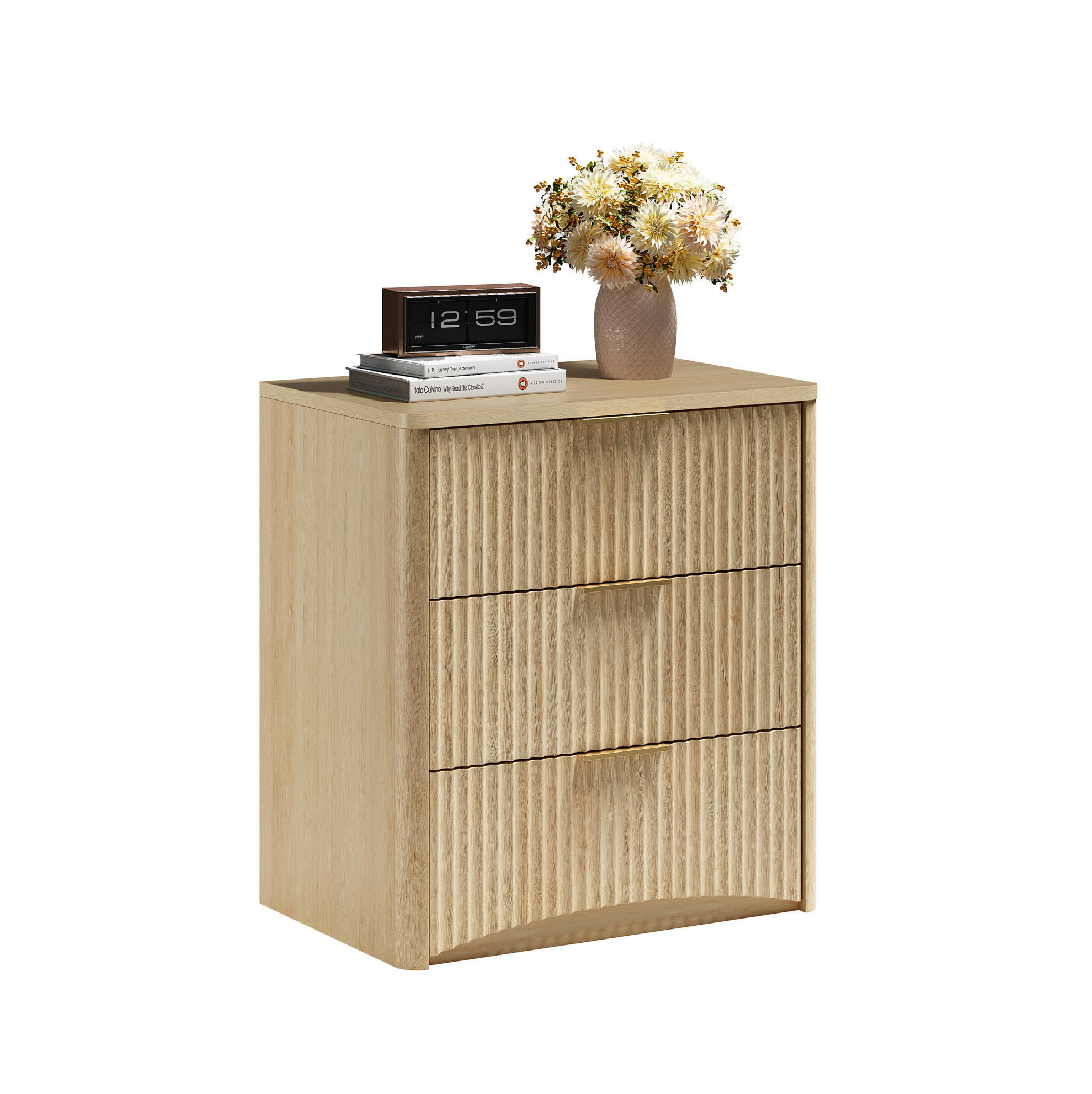 NACHTTISCH 58/38/64 cm mit 3 Schubladen in Eicheoptik - Braun, Holzwerkstoff (38/64/58cm) - BEAOK