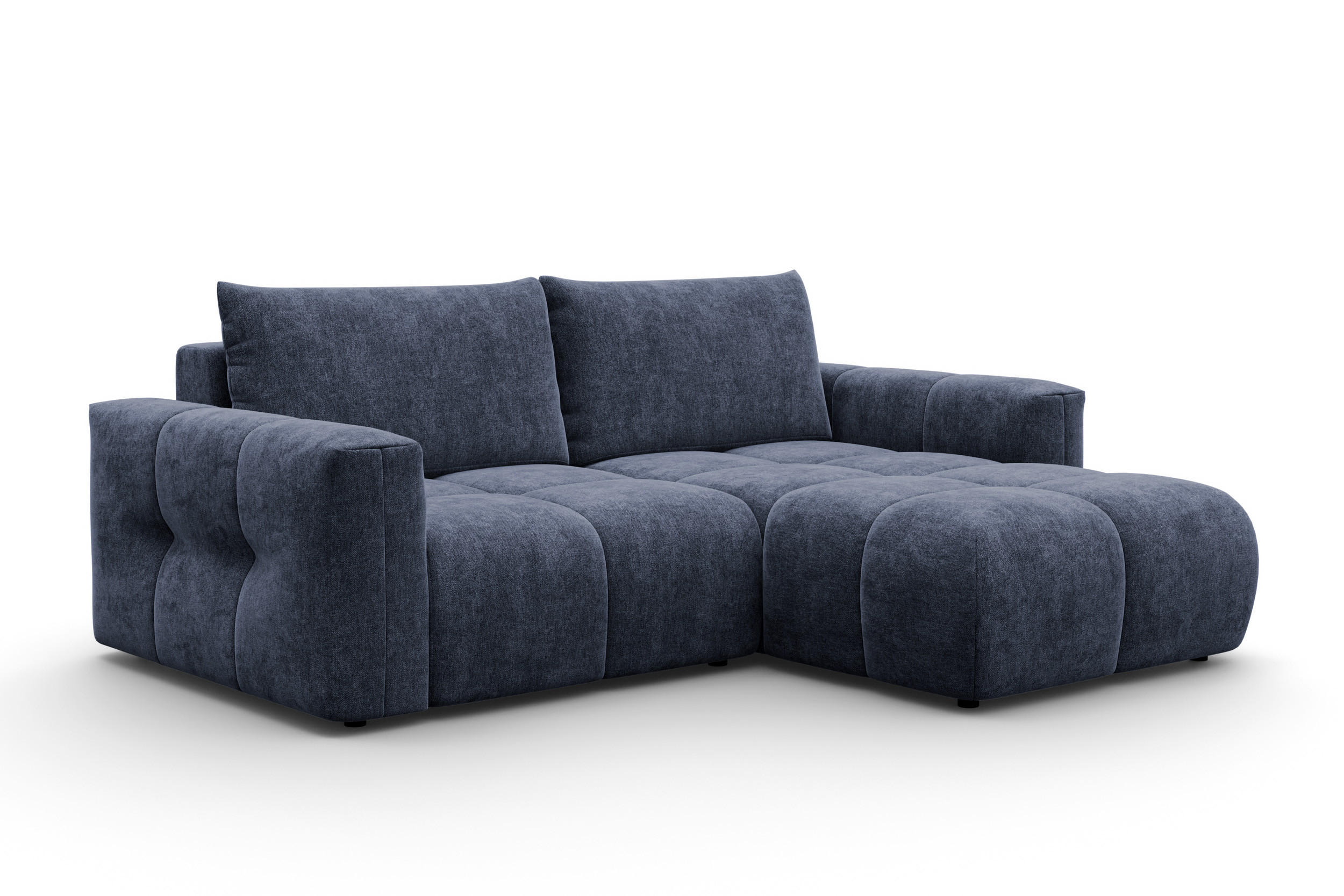 ECKSOFA VERONA 3-Sitzer rechts, Marineblau - Blau/Schwarz, Holz/Textil (224/173cm) - Courtois Laville