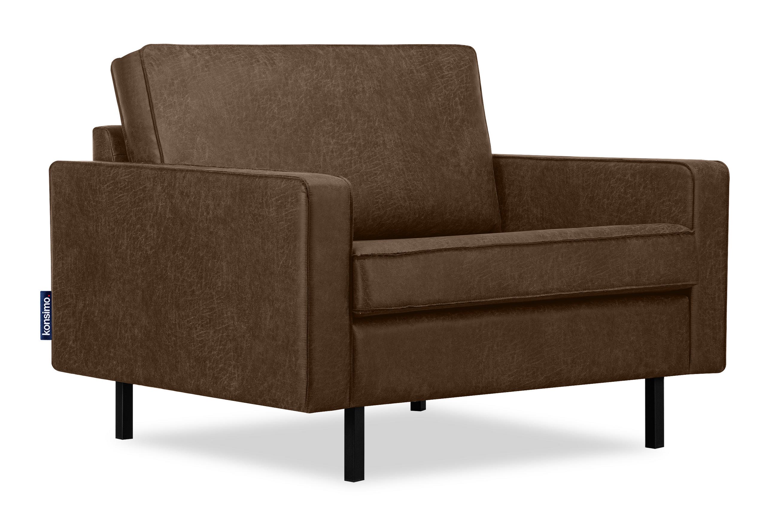 1,5-SITZER-SESSEL INVIA mit Armlehnen vintage, Lederoptik-Stoff, Dunkelbraun - Dunkelbraun/Schwarz, Textil (116/87/98cm) - KONSIMO®