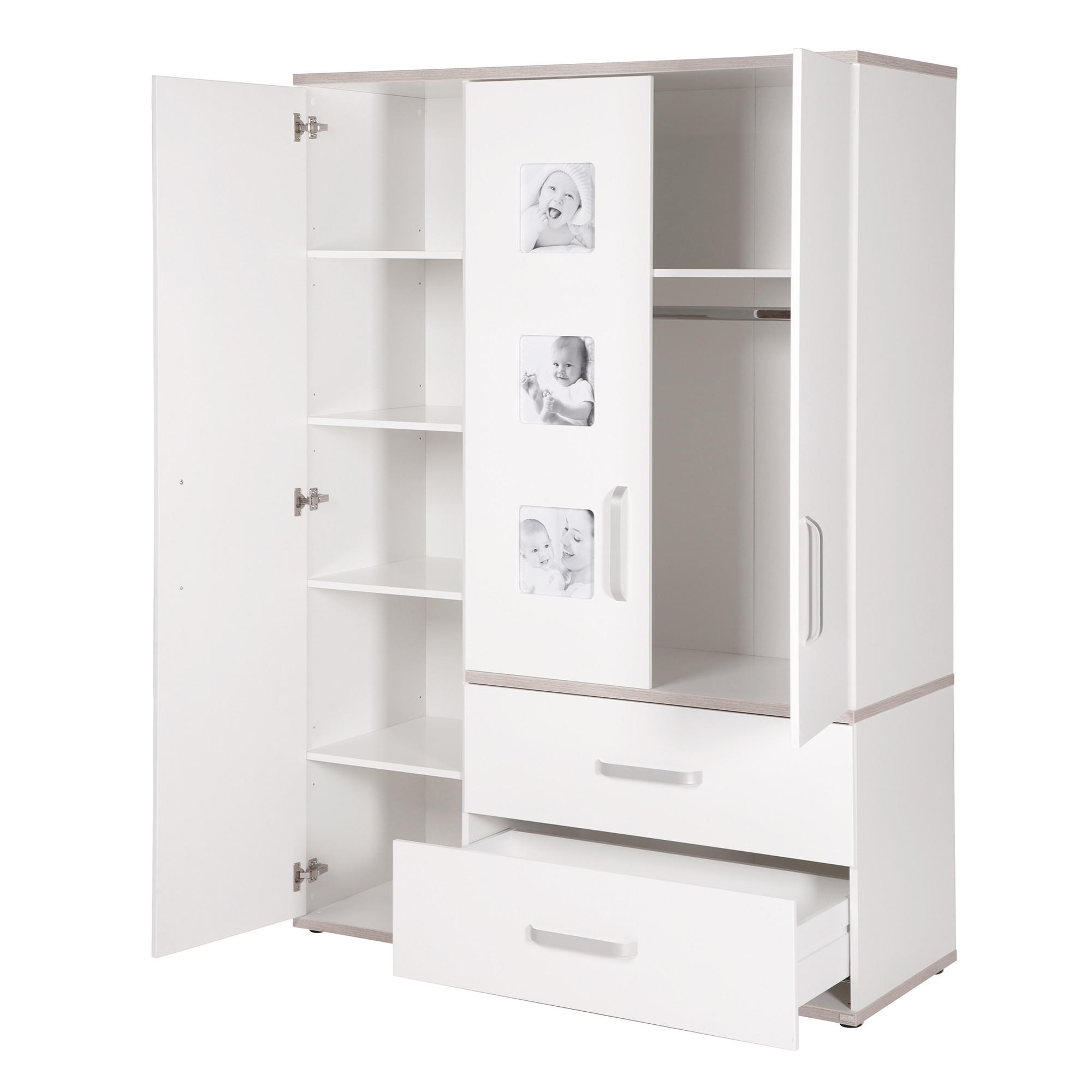 KLEIDERSCHRANK Moritz - Weiß, Holzwerkstoff/Metall (134.5/193/55cm) - Roba