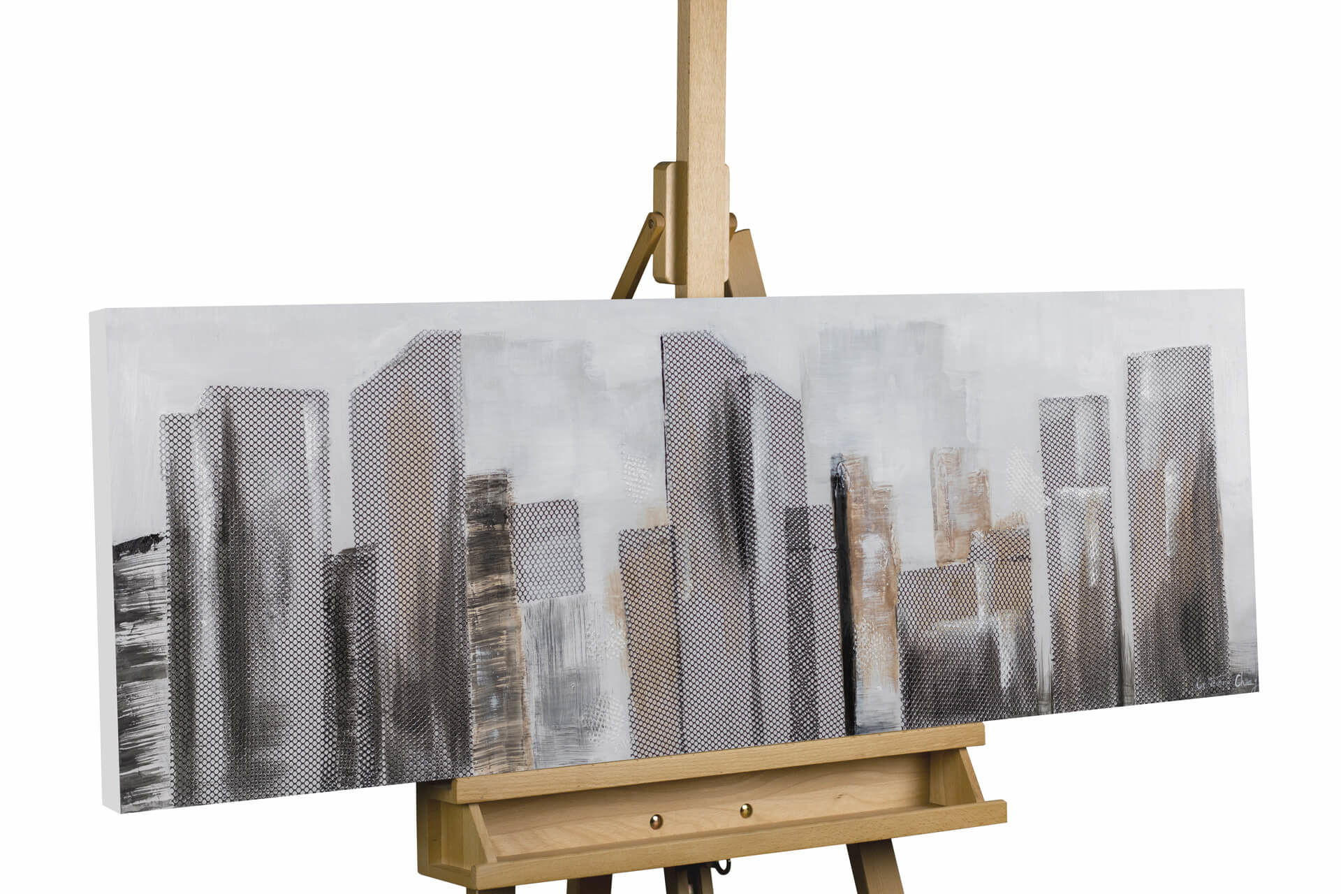 ACRYLBILD HANDGEMALT 120/40 cm - Grau, Holz/Textil (1.8/40cm) - KUNSTLOFT