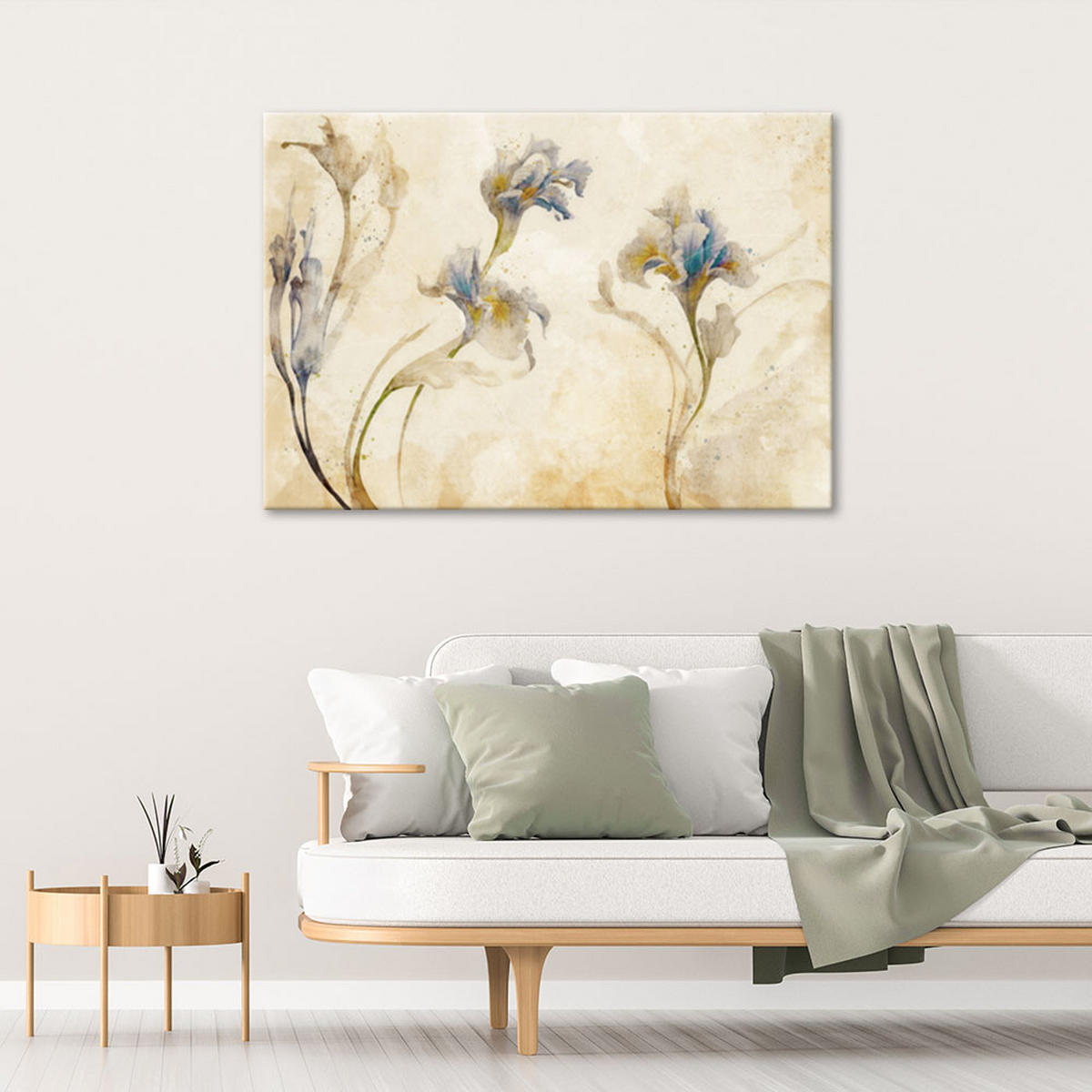 WANDBILD schwertlilien aquarell - Beige, Textil (60/40cm) - Feeby