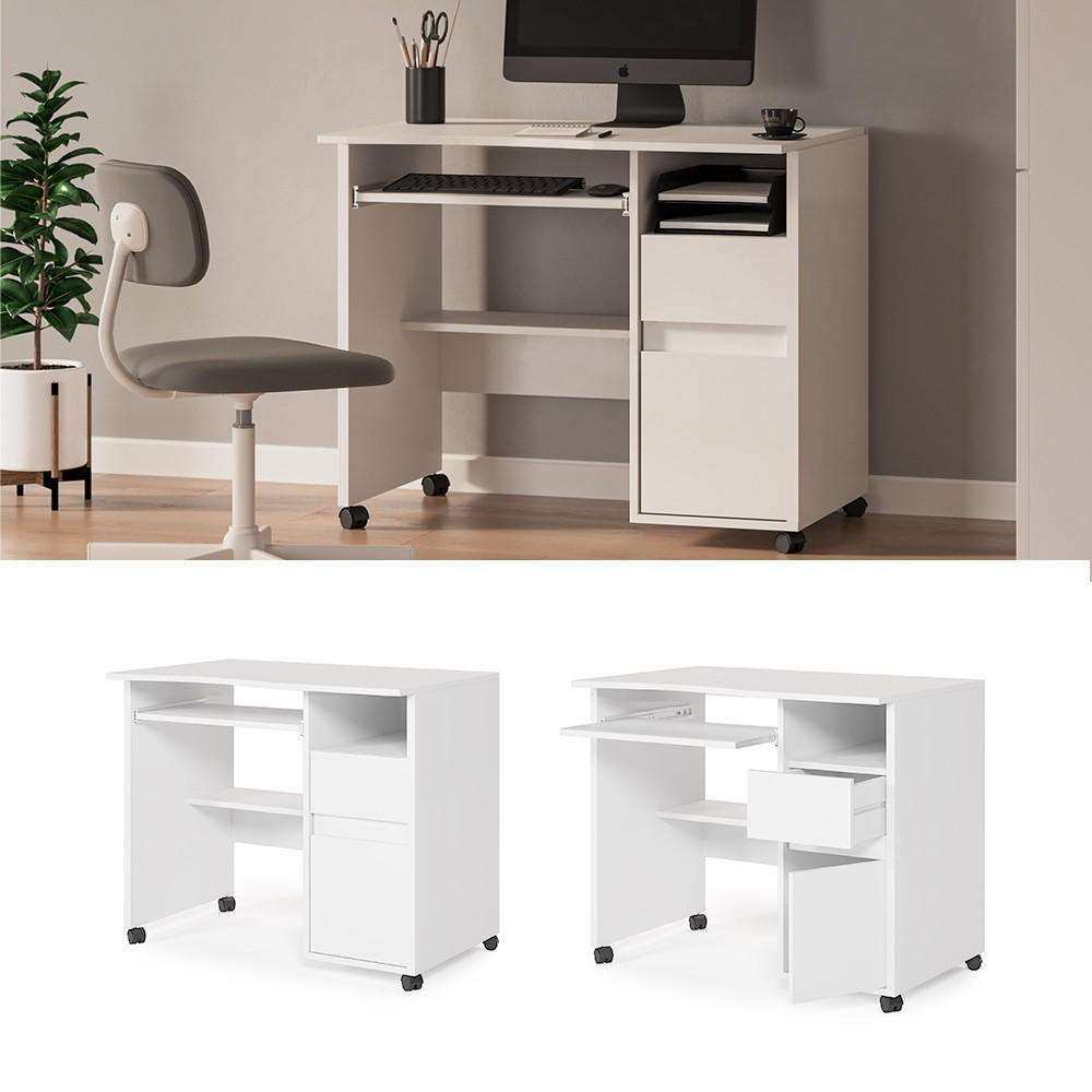 SCHREIBTISCH Polo Weiß 91 x 59 cm - Weiß, Holzwerkstoff (59/91/77cm) - Vicco