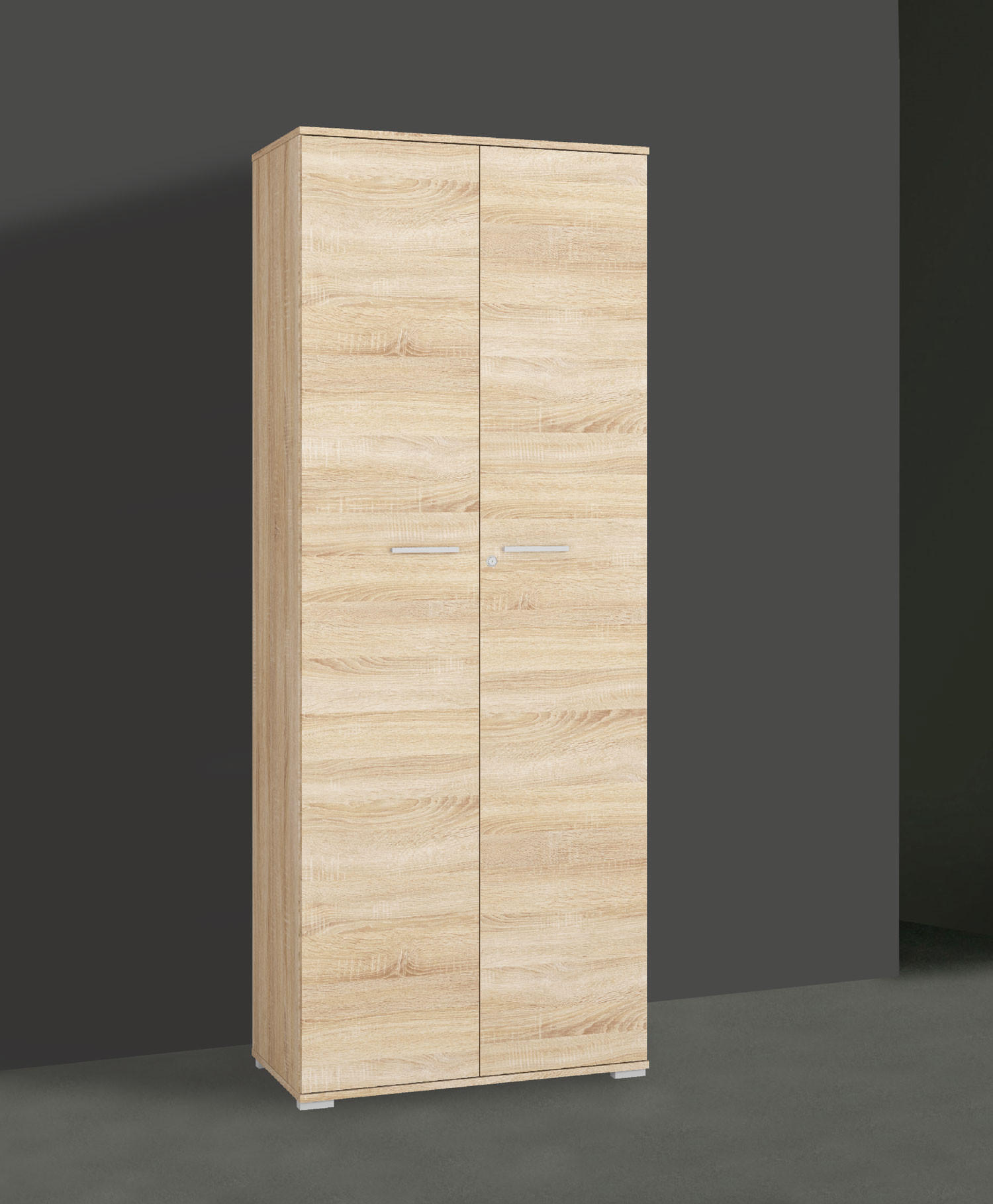 AKTENSCHRANK Optimal Sonoma Eiche hell 79 / 41 / 204cm - Braun/Grau, Holz/Holzwerkstoff (79/204/41cm) - Feldmann-Wohnen