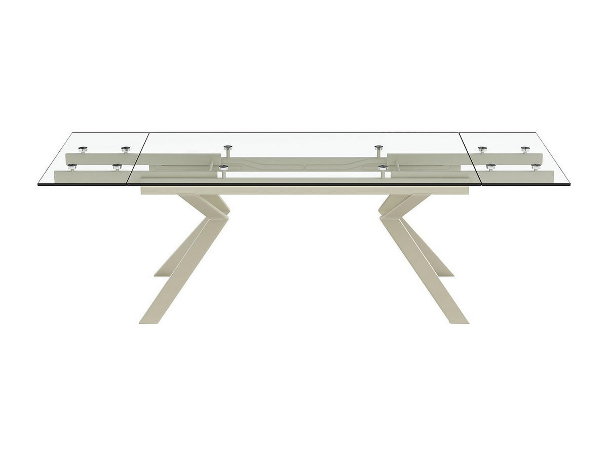 ESSTISCH ausziehbar - 6 bis 8 Personen - Sicherheitsglas & Metall - Beige & Transparent - VELIKA - Transparent/Beige, Glas (90/240/76cm) - Vente-Unique