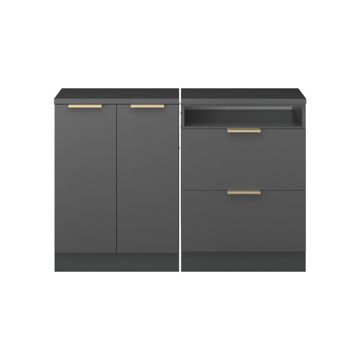 KUHINJSKI ORMAR ZA KOSINE KROVA R-Line Antracit-Zlatna 120 cm Set od 2 korpusa ormara, dubina 60 cm - antracit, drvni materijal (120/83.8/60cm) - Vicco