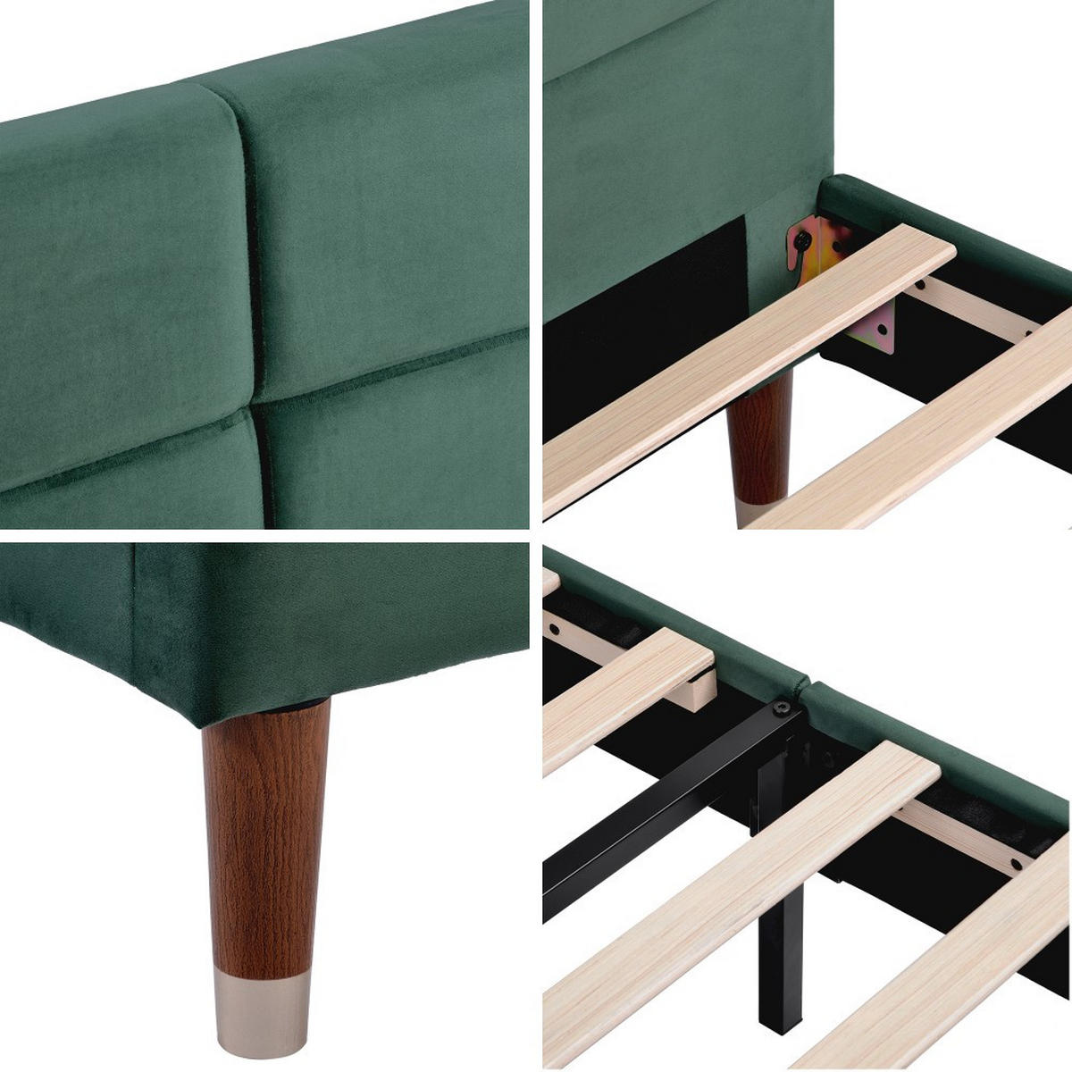 POLSTERBETT 140/200 cm in Grün - Grün, Holz/Textil (140/200cm) - KOMHTOM