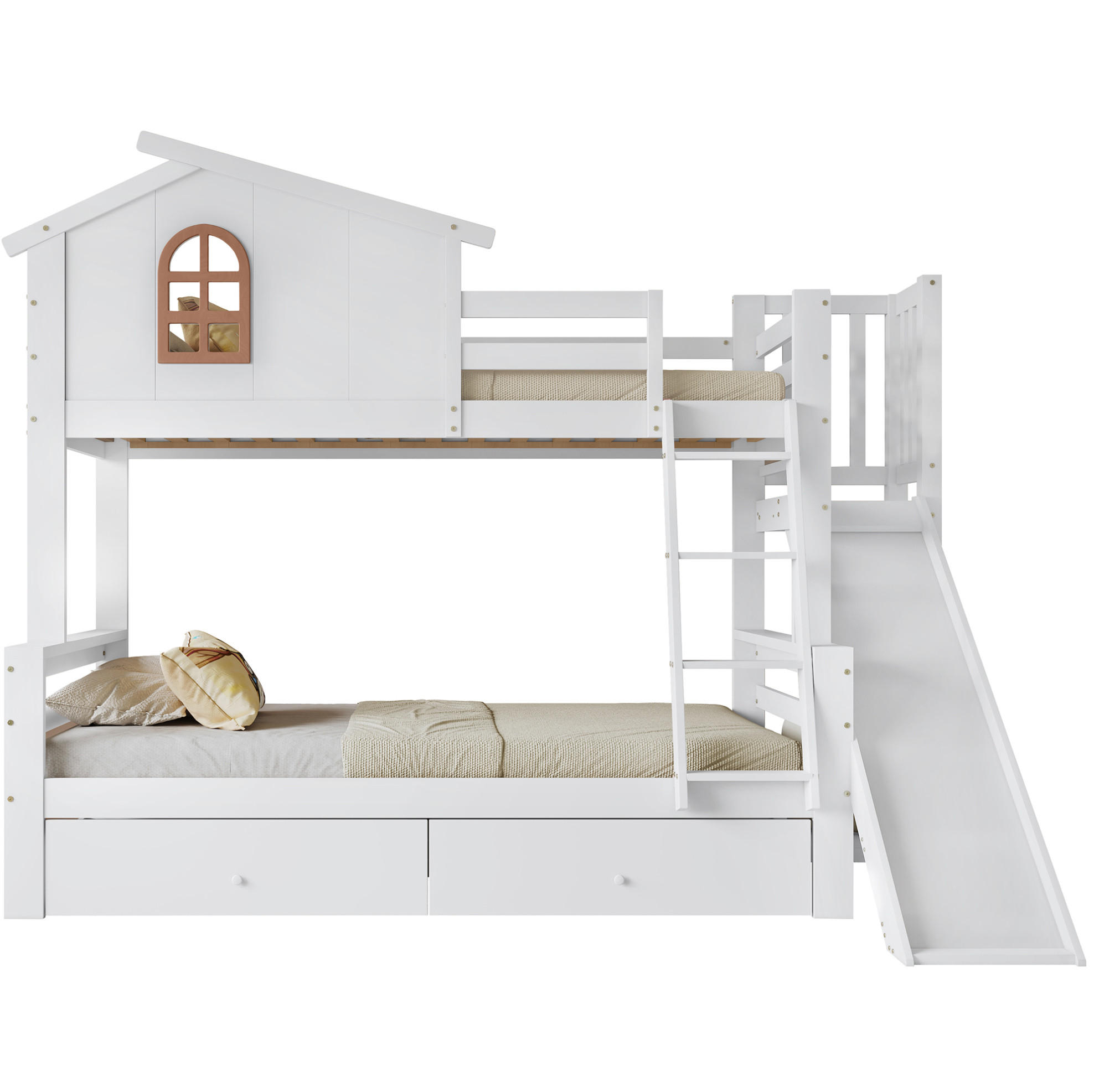 OKWISH PATROVÁ postel 90/200 cm bílá z borovice s výsuvem a zásuvkami