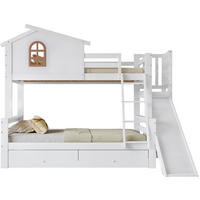 ETAGENBETT 90/200 cm weiß aus Kiefer mit Rutsche und Schubladen - Weiß, Holz (90/200cm) - OKWISH