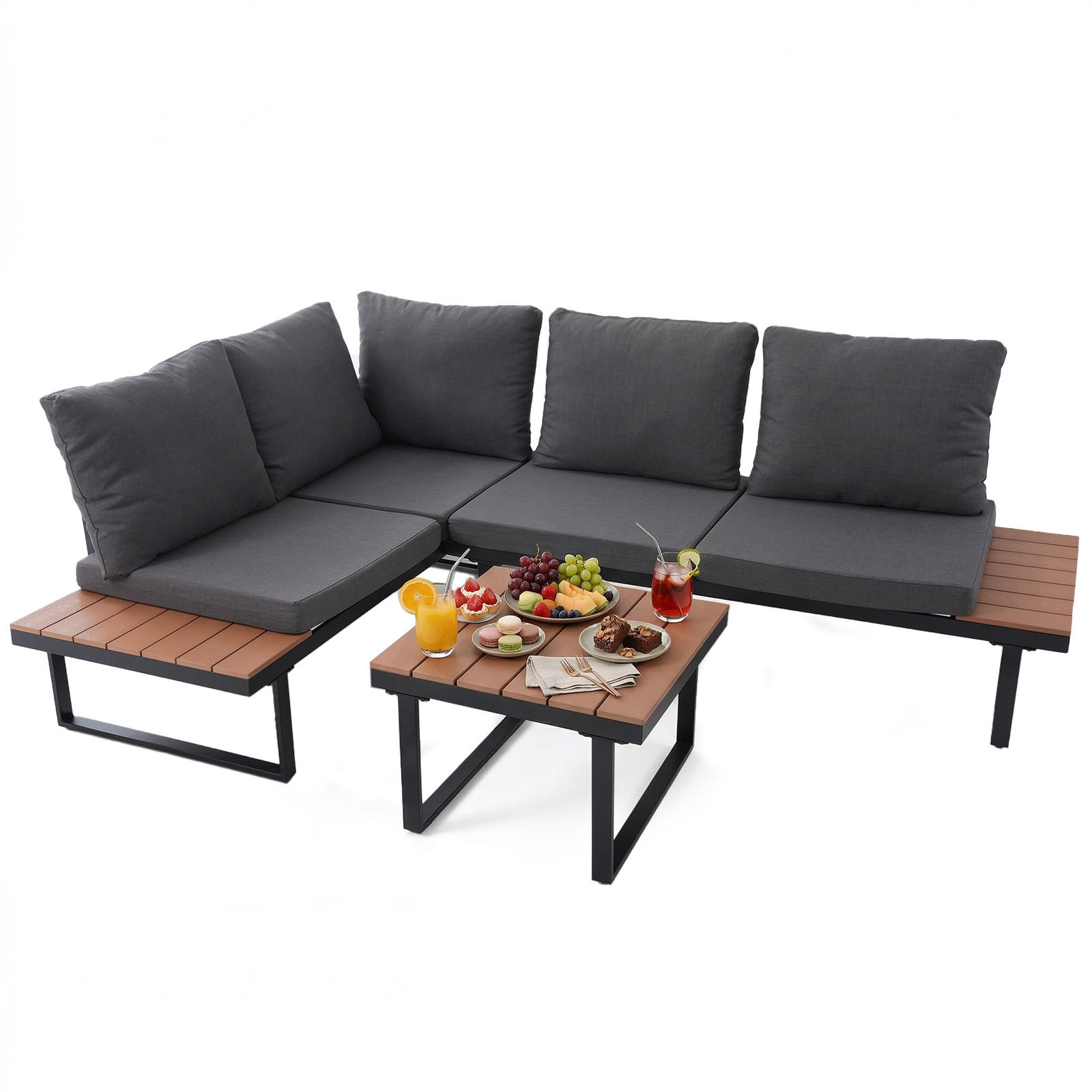 GARTENLOUNGE Set ,SF05 - Grau, Metall