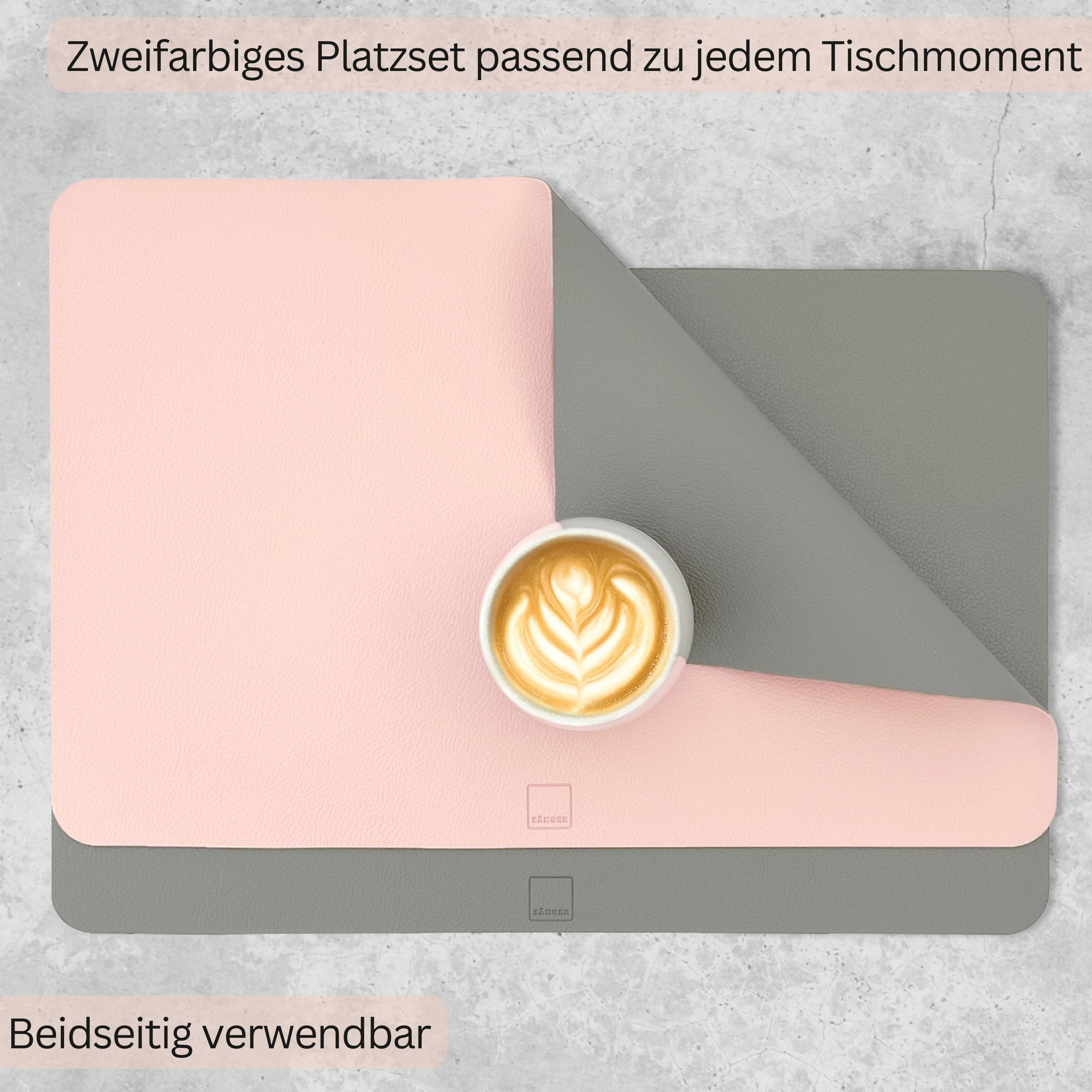 TISCHSET - Kunstleder - Doppelseitig - Rosa/Grau - Rechteckig - 44,5x30cm - 12 Stück - Rosa, Kunststoff (44.5/30cm) - Sänger