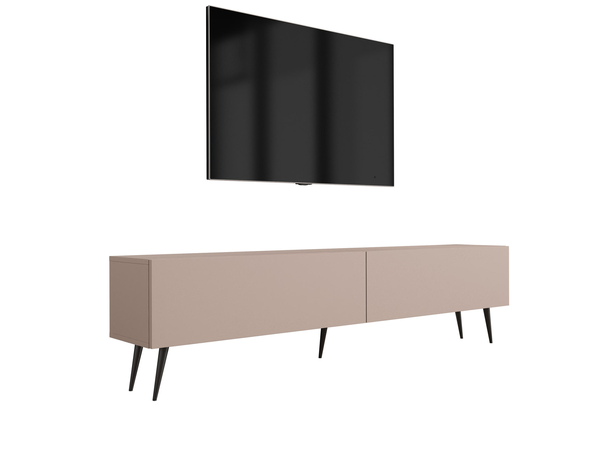 TV-SCHRANK : Karamellbraun, 170 x 52 x 32 cm, schwarze Beine - Schwarz/Braun, Holzwerkstoff/Metall (170/52/32cm) - 3XE LIVING