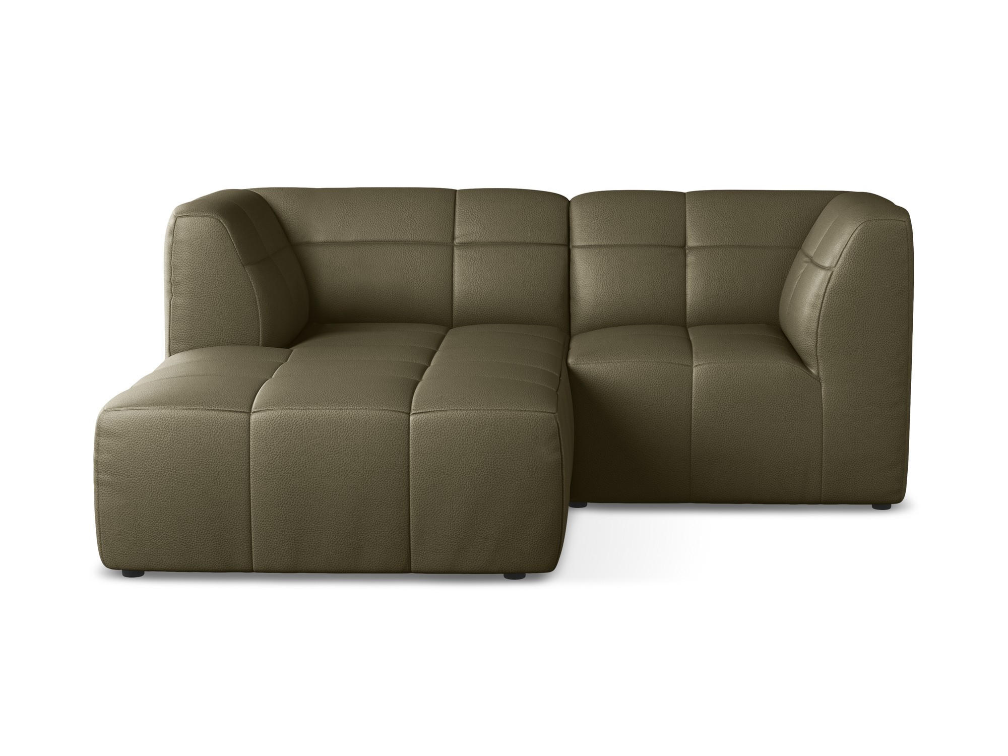 ECKSOFA Links Kunstleder Grün - Schwarz/Olivgrün, Holzwerkstoff/Kunststoff (191/175cm) - Makamii