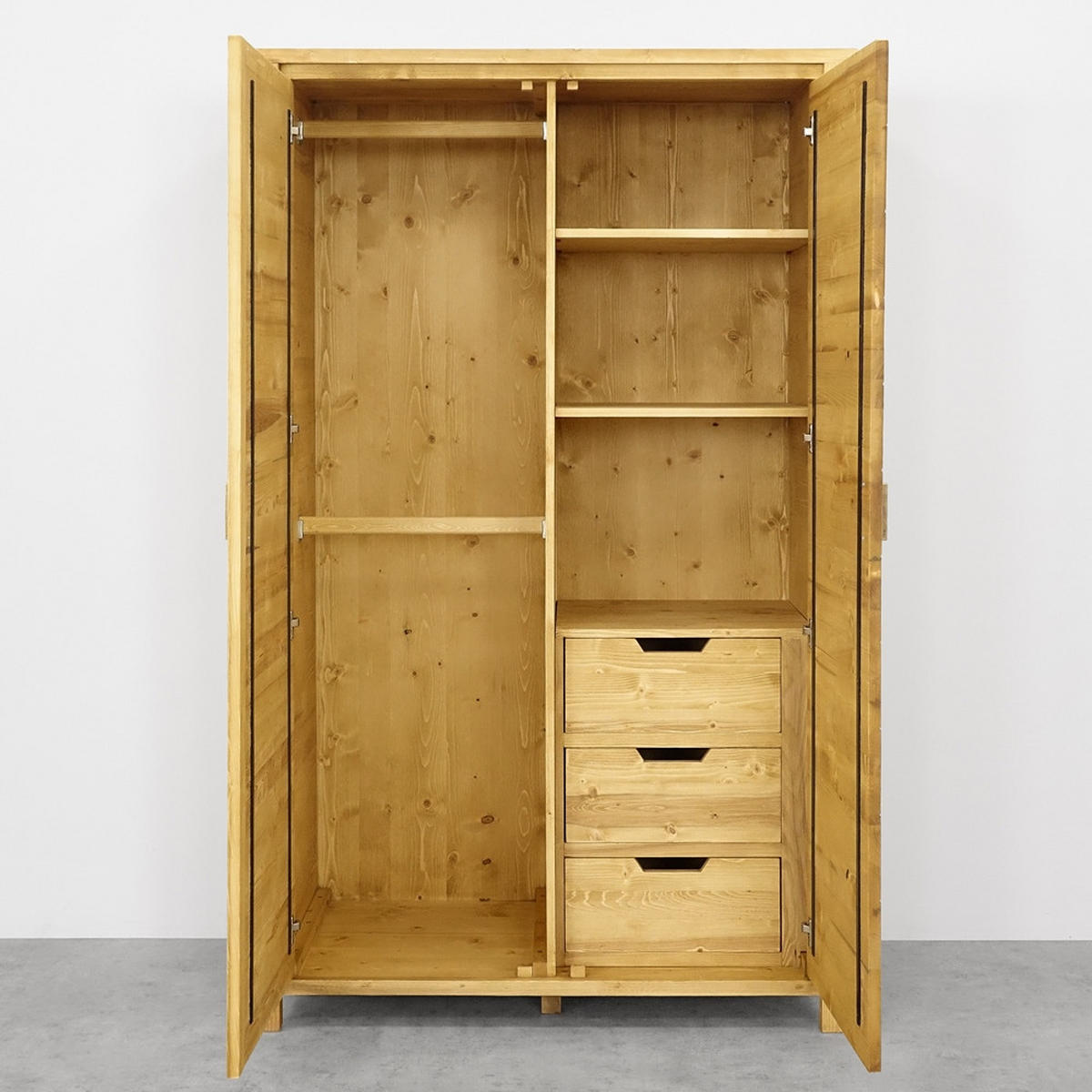 KLEIDERSCHRANK aus Massivholz MIDLAND - Honig, Holz (125/200/60cm) - Seart