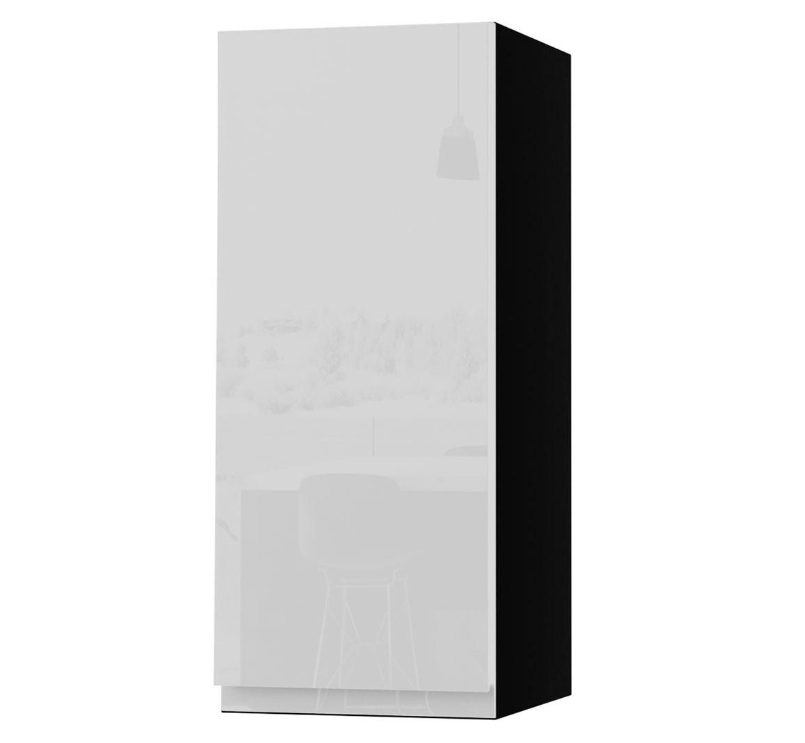 HÄNGESCHRANK Florence W2/30 Schwarz / RAL 9003 signalweiß HG 30 / 32,5 / 72cm - Türanschlag links - Weiß Hochglanz/Schwarz, Holz/Holzwerkstoff (30/72/32.5cm) - Feldmann-Wohnen
