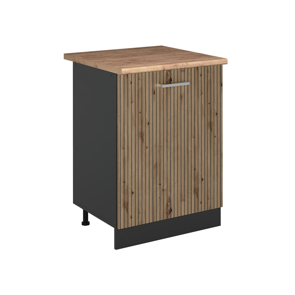 SPODNÍ SKŘÍŇKA KUCHYŇSKÉ LINKY R-Line, Řemeslný dub/Antracit, 60 cm s 1 dveřmi pracovná doska Dub Goldkraft - antracitová/dub artisan, kompozitní dřevo (60/81.6/60cm) - Vicco