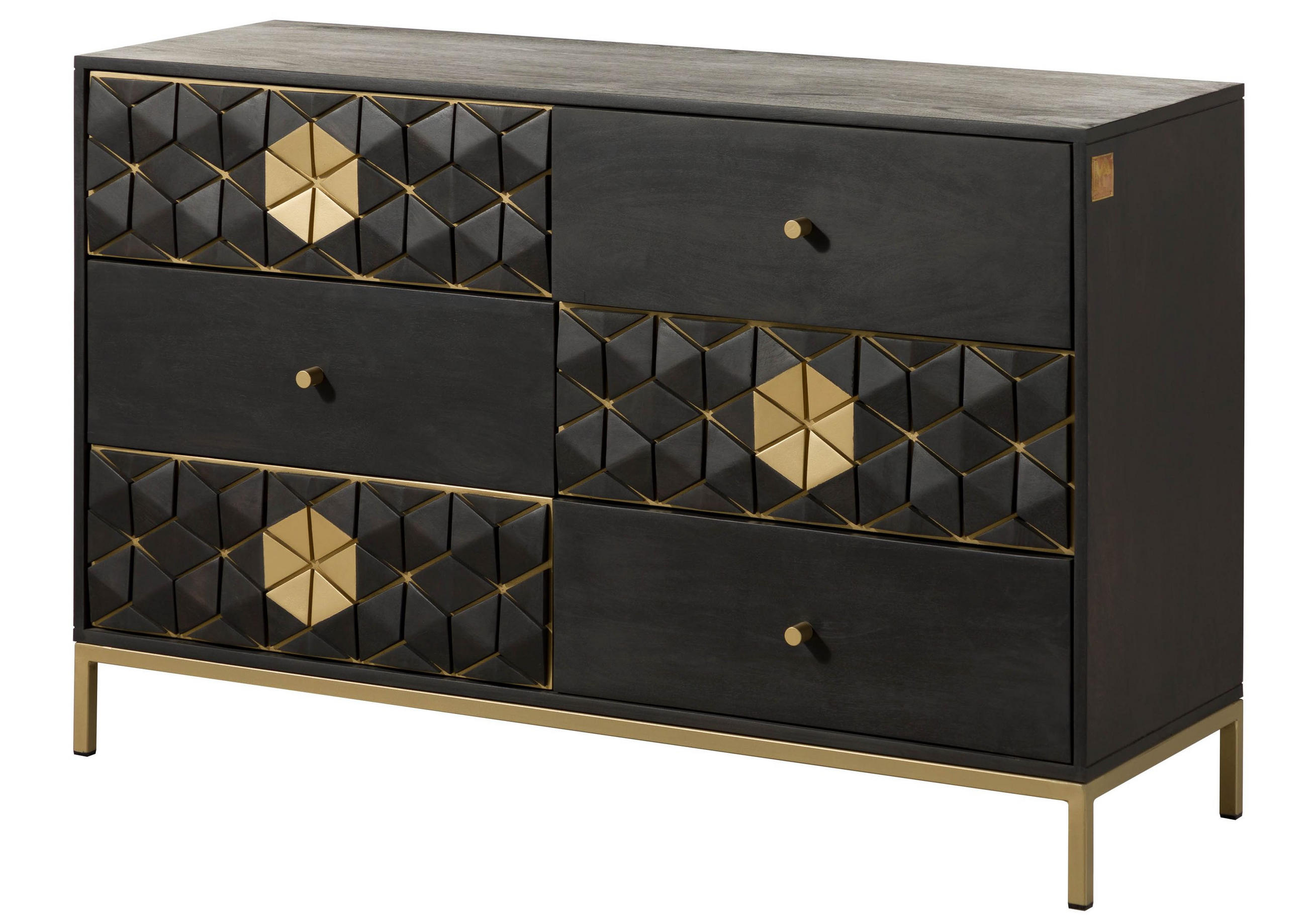 SIDEBOARD Mango 122x40x77 grau geölt DIAMOND #109 - Grau, Holz (122/77/40cm) - Massivmoebel24