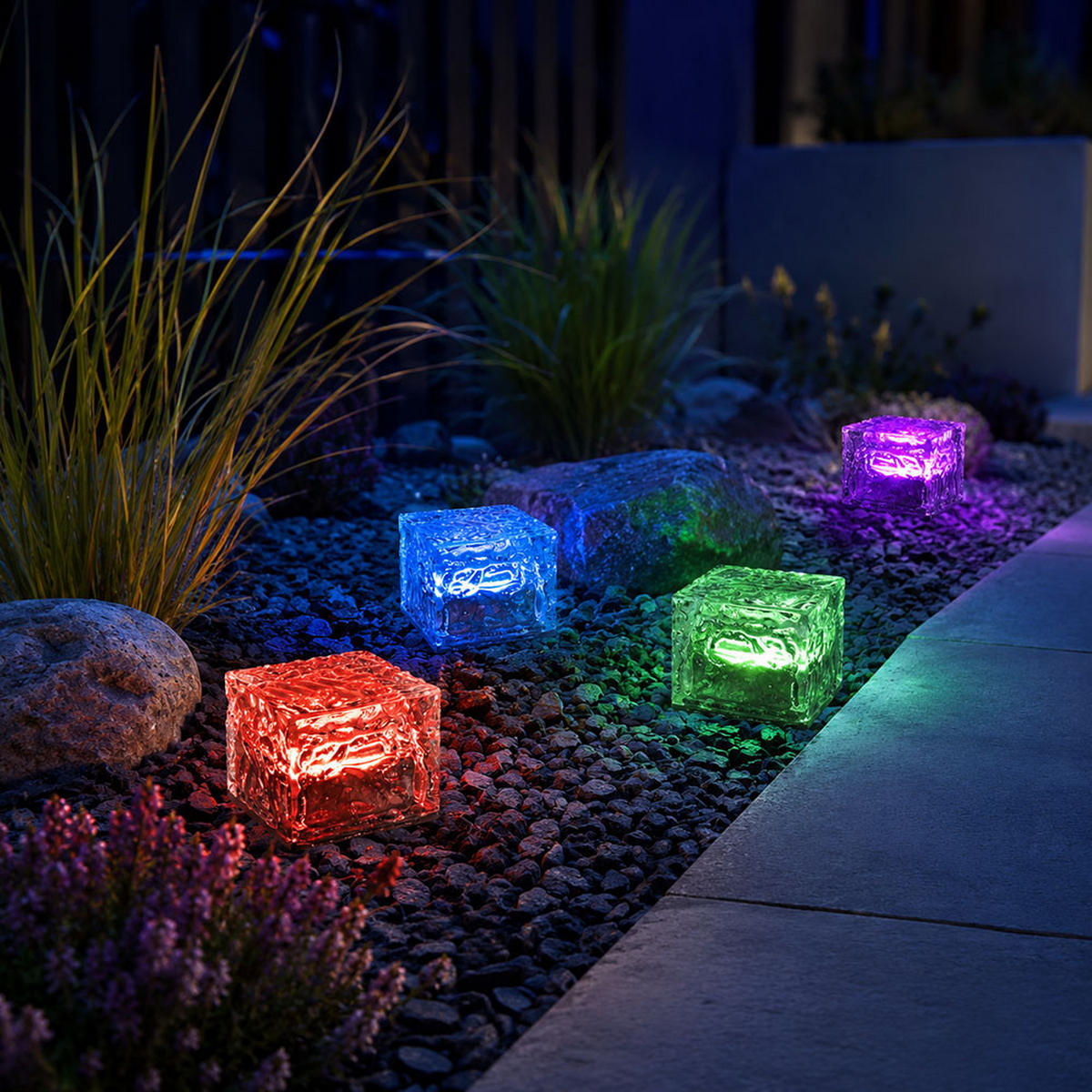 LED AUSSENLEUCHTE Eiswürfel Klar - Klar, Glas (7/7/5.3cm)