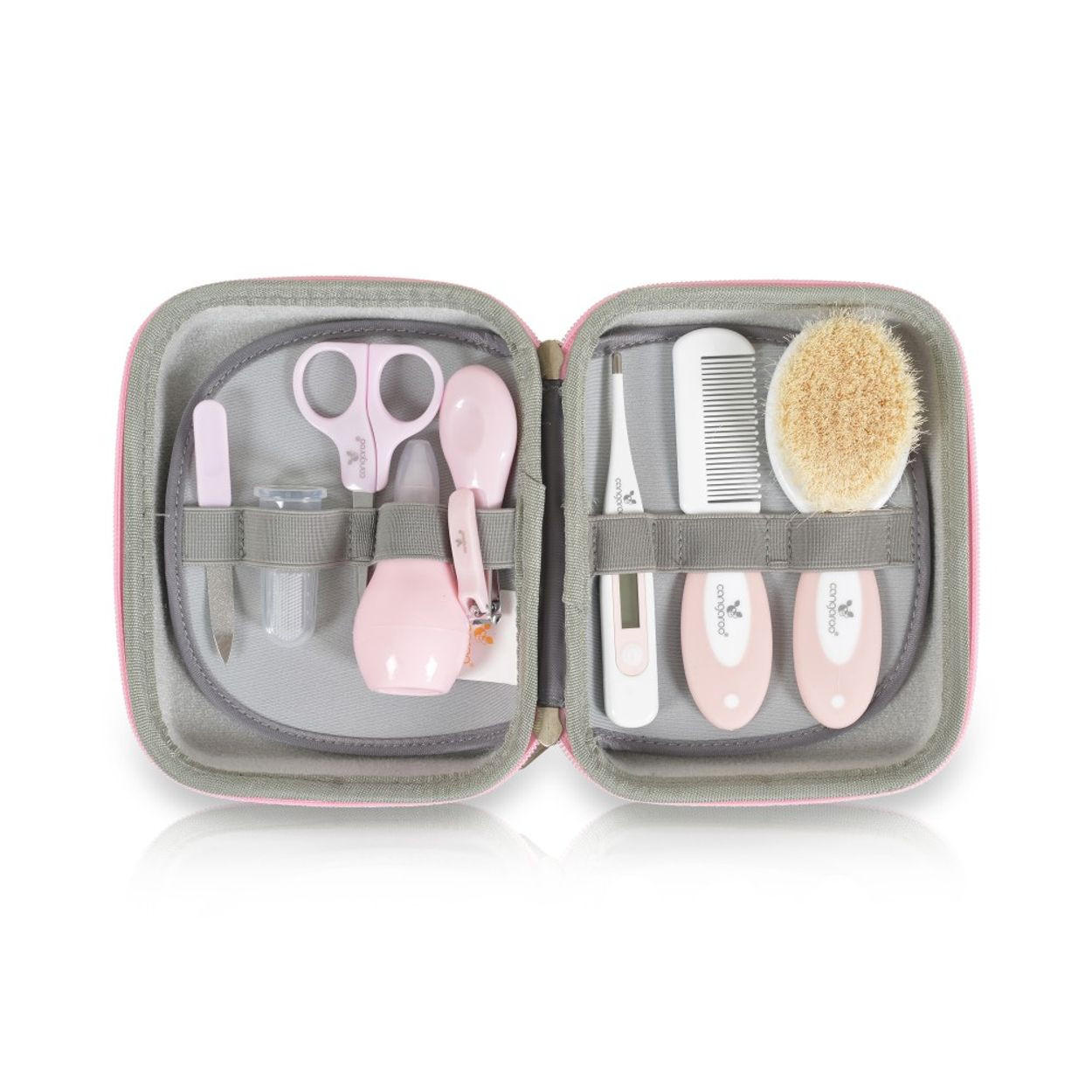 BABYPFLEGESET M1419 rosa 9-teilig, Nasensauger, Nagelschere, Thermometer, Edelstahl, Nagelfeile - Rosa, Kunststoff (6/15cm) - Cangaroo