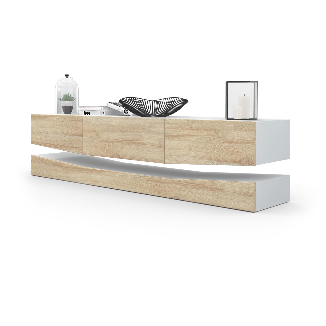 LOWBOARD City Fronten in Eiche sägerau - Eiche San Remo, Holzwerkstoff (178/48/39cm) - Vladon